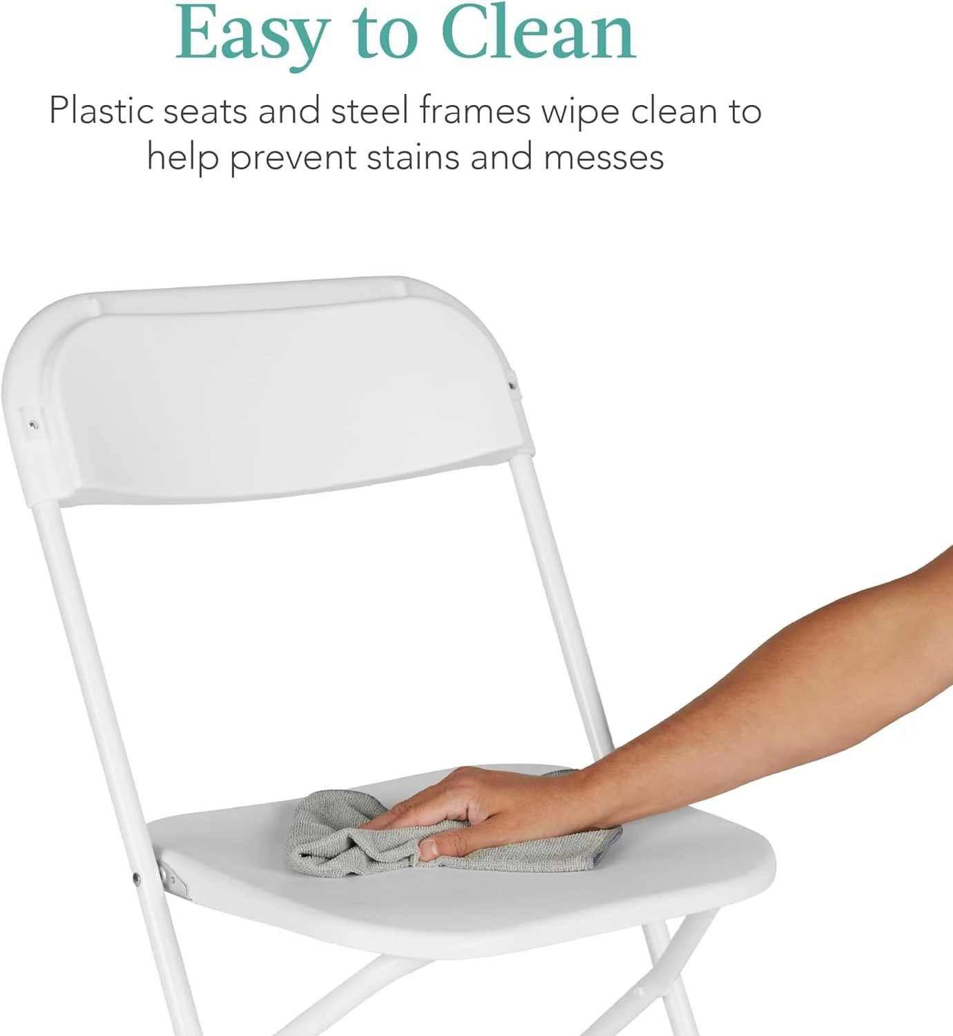 Set of 10 Plastic Folding Chairs, Portable Stacking Indoor Outdoor Seating for Home, Yard, Garden, Parties, Events w/Non-Slip Feet, 350lb Weight Capacity - White