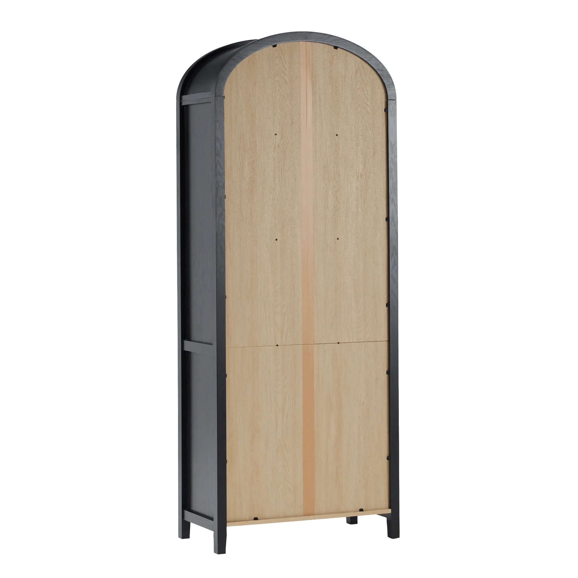 Walker Edison Modern 3 Shelf Open Arched Bookcase Cabinet, Black