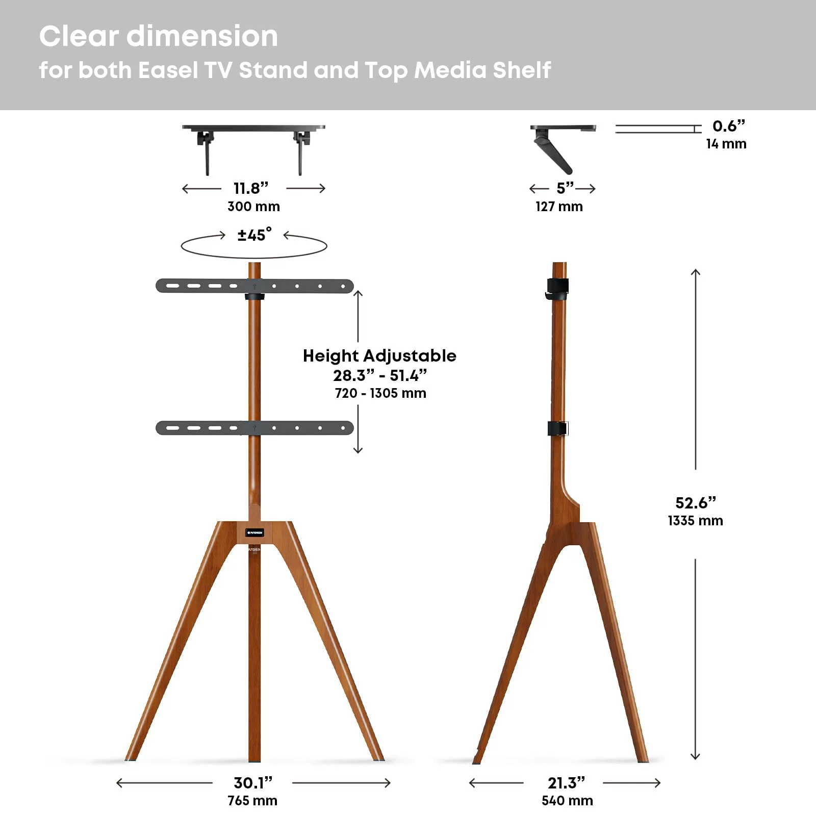 PUTORSEN Premium Wood Easel TV Stand