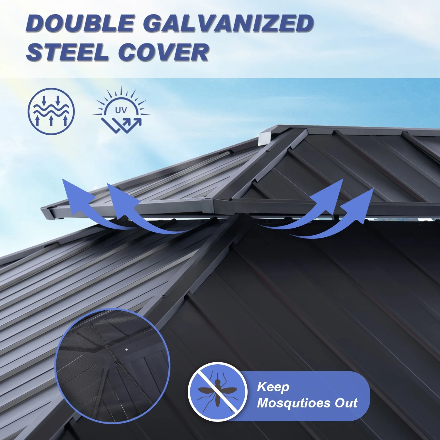 HEAVDUTY Hardtop Wood Gazebo 10x12 ft – Cedar Wood Frame Gazebo with Double Metal Roof – Patio Gazebo Kits with Mosquito Netting & Curtains – Outdoor Wooden Gazebos Pavilion for Backyard and Deck