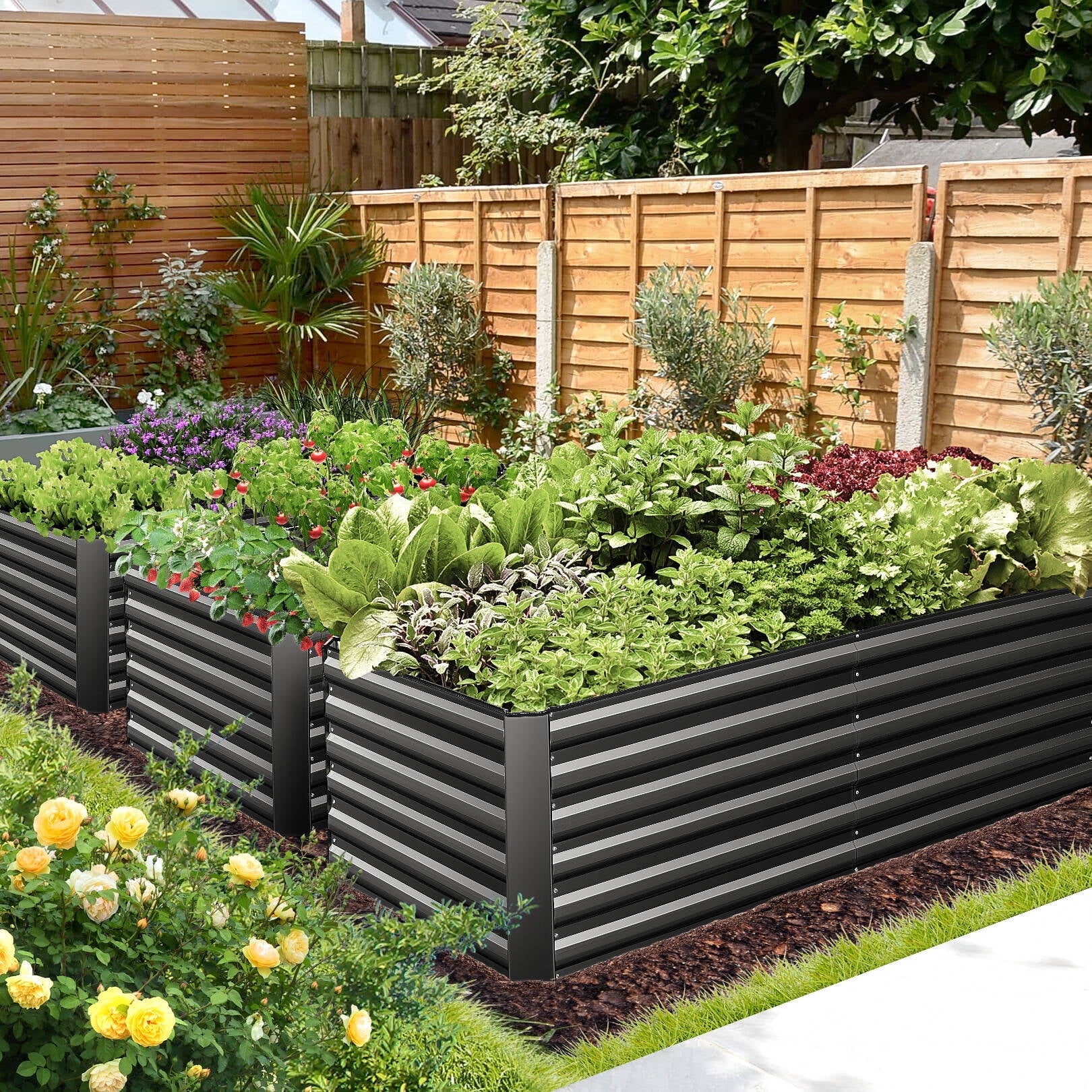 SEJOV Galvanized Raised Garden Beds 6ftx3ftx2ft Large Metal Garden Beds Galvanized Steel Planter Box for Vegetables Flowers Herbs