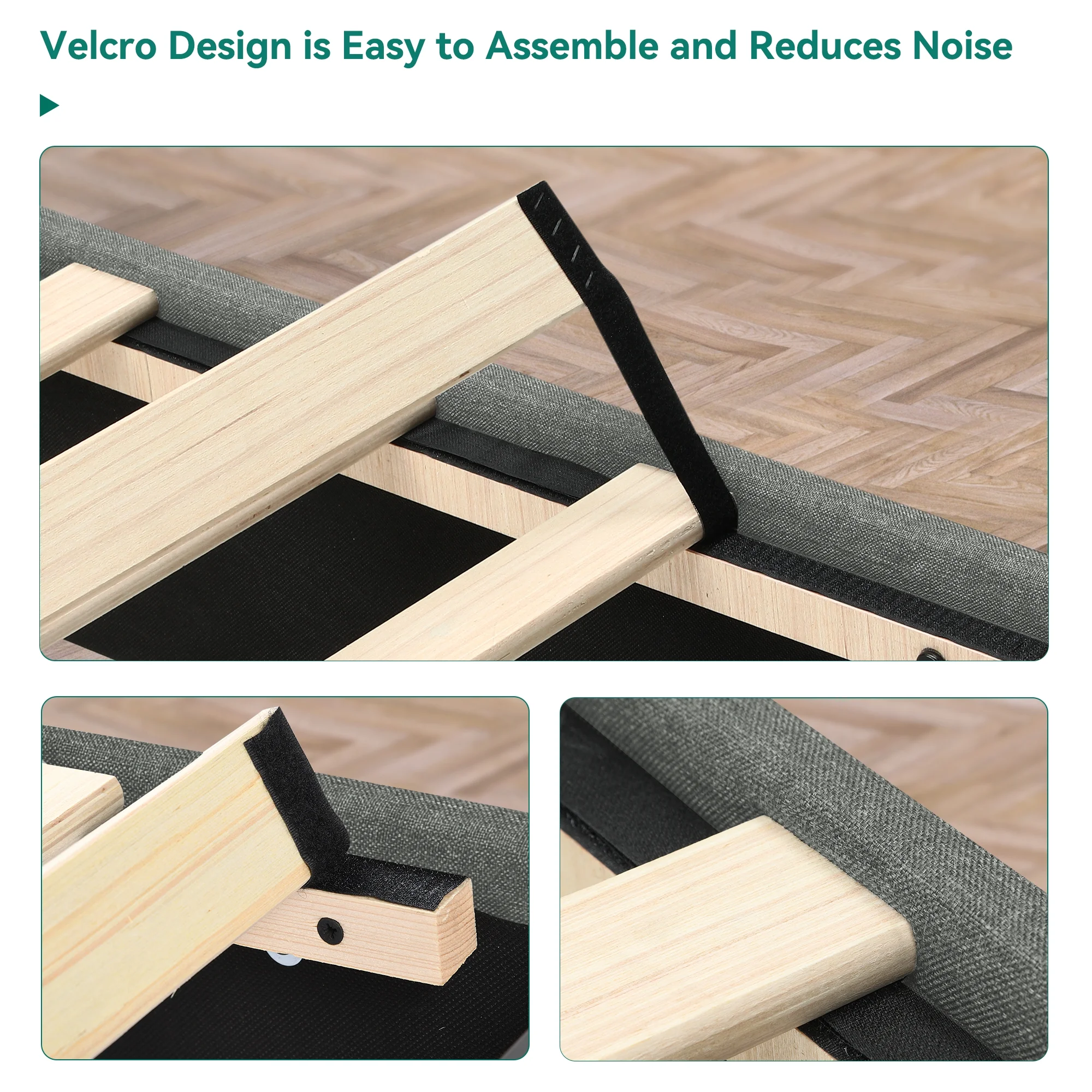 Dextrus Queen Size Bed Frame, Platform Bed with Storage Drawers, Upholstered Bed with Headboard and Strong Wood Slats Support, No Box Spring Needed, Grey