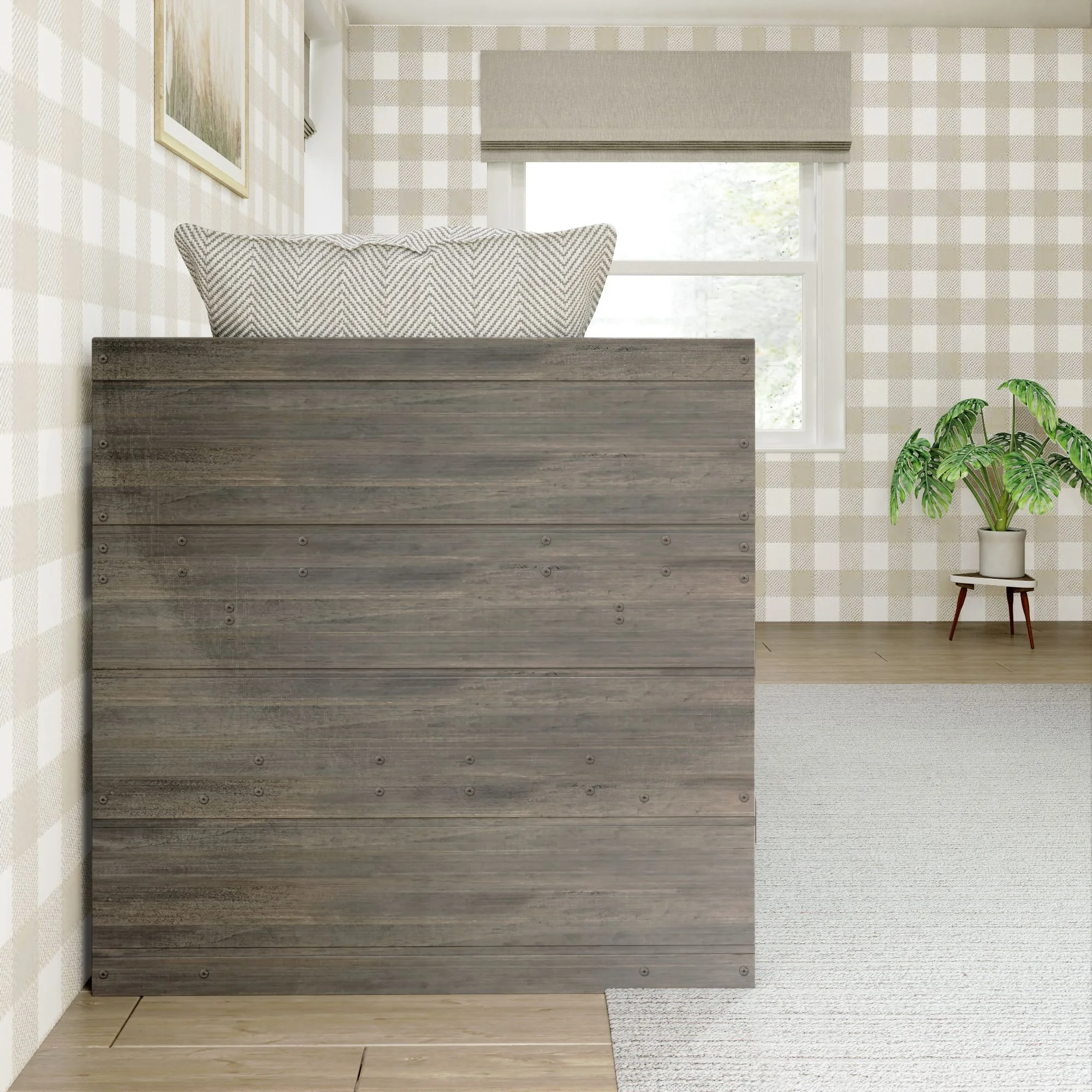 Max & Lily Modern Farmhouse Low Loft Bed, Solid Wood Twin Bed Frame for Kids with 2 Bookcases, Driftwood