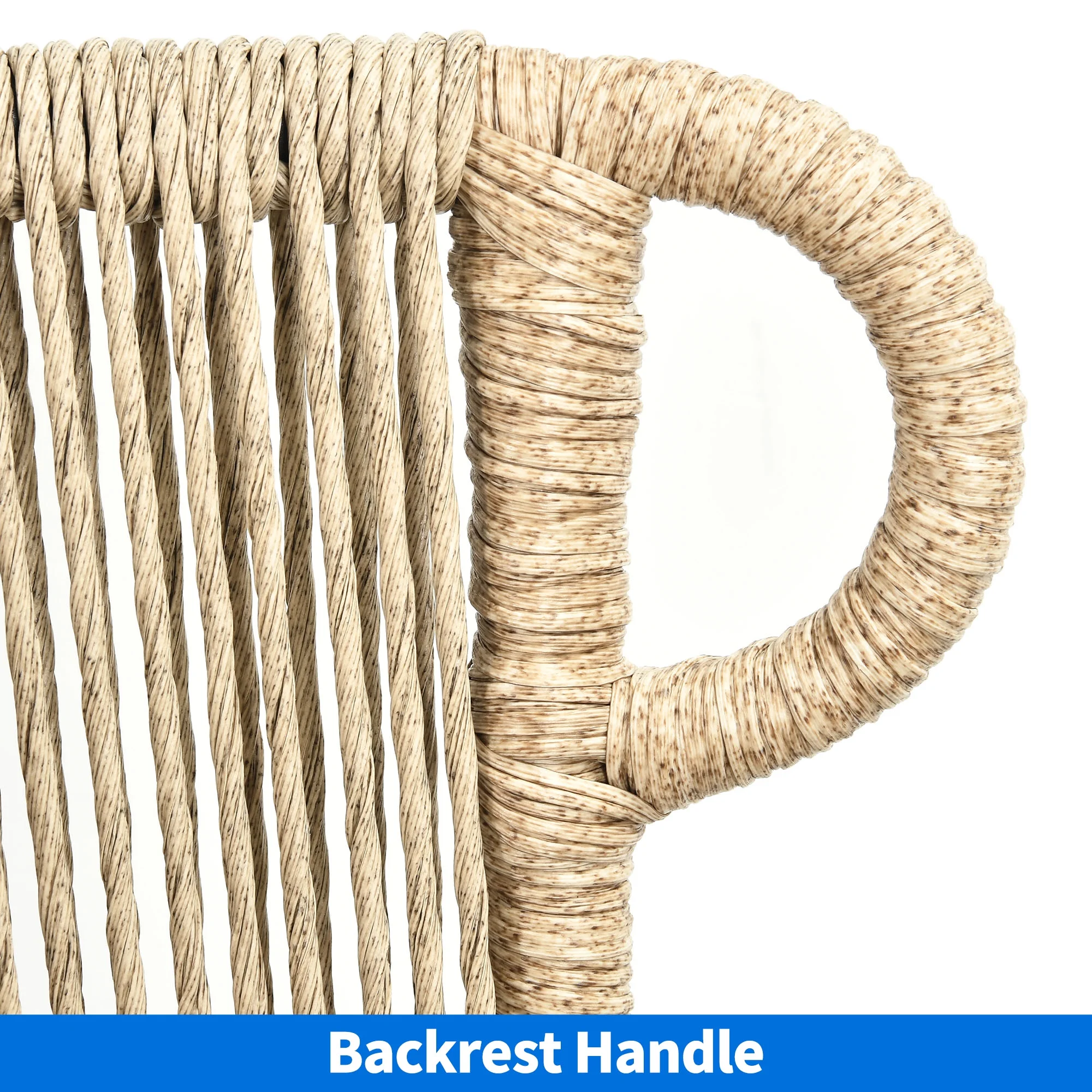 Dextrus Patio PE Rattan Chair Set of 6, Indoor Outdoor Dining Chair,Armchair Armrest Stackable for Garden,Backyard,Balcony - Brown & Yellow