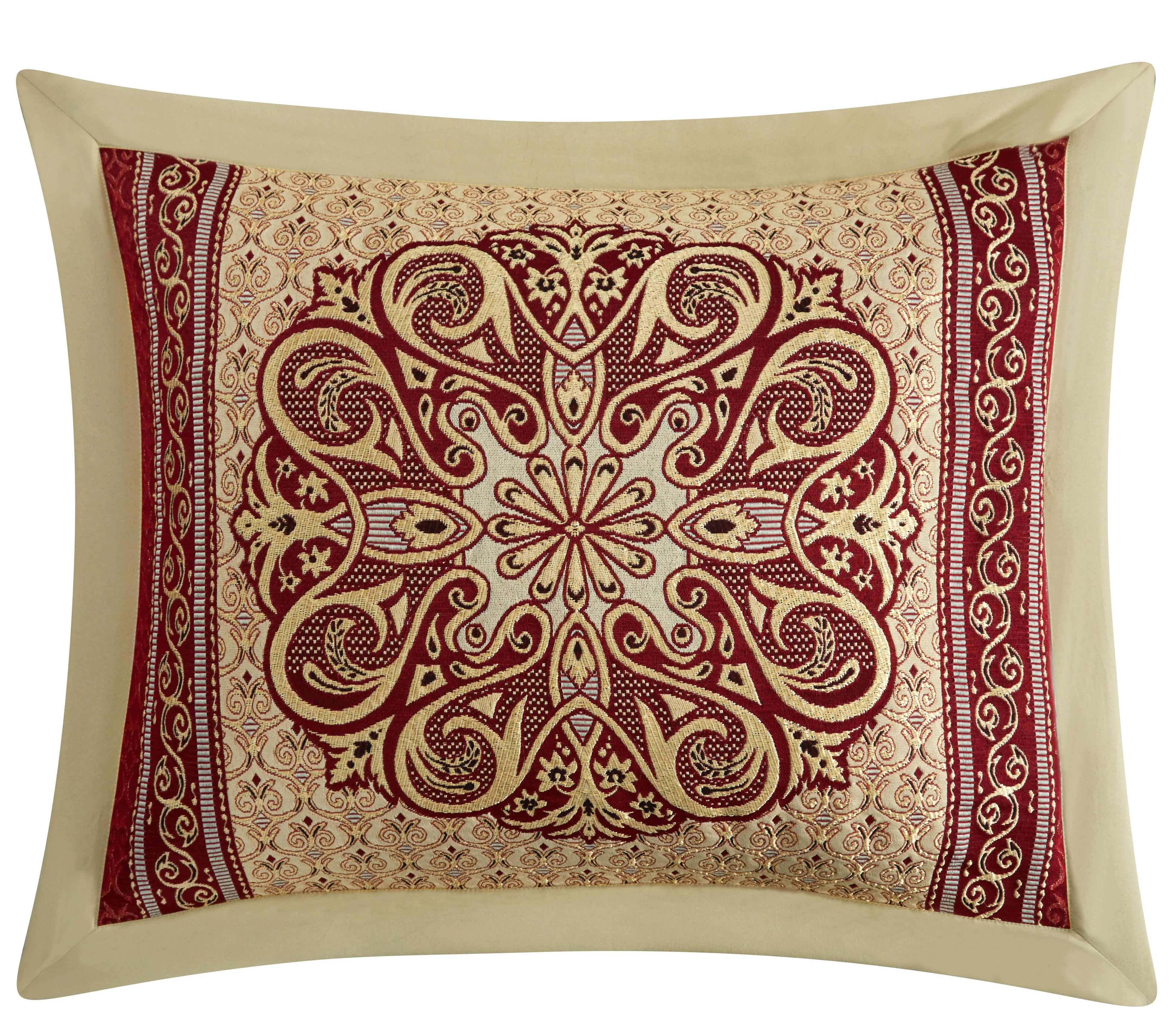 Lanco 7 Piece Comforter Sets, Burgundy Bedding Sets, Queen Size with Shams, Bed Skirt, Elegant