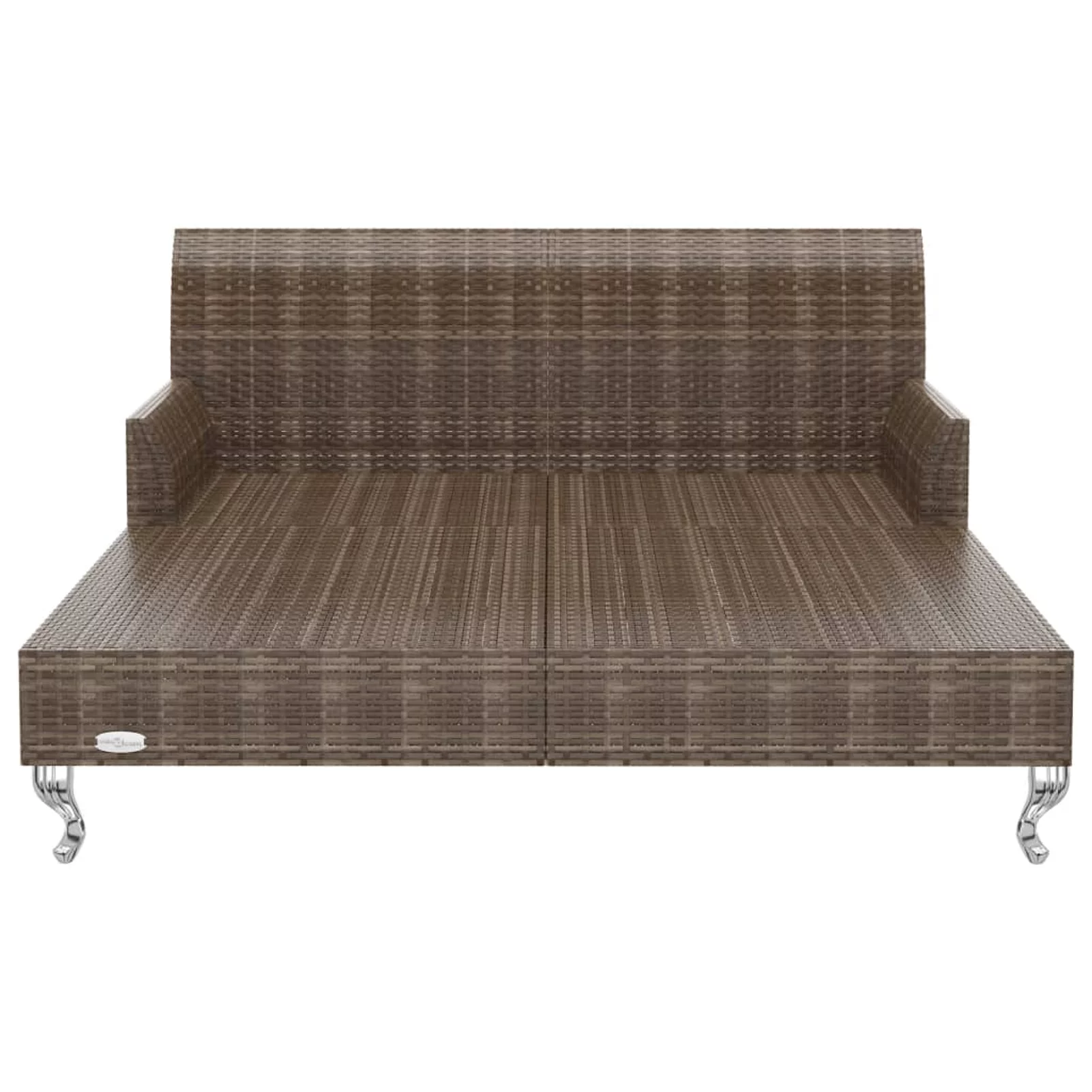 Dcenta 2-Person Paio Sun Lounge Bed with 2 Side Tables and Pillows Cushioned Patio Double Sun Lounger Brown Poly Rattan Daybed for Balcony, Garden, Pool, Lawn, Backyard Outdoor Furniture