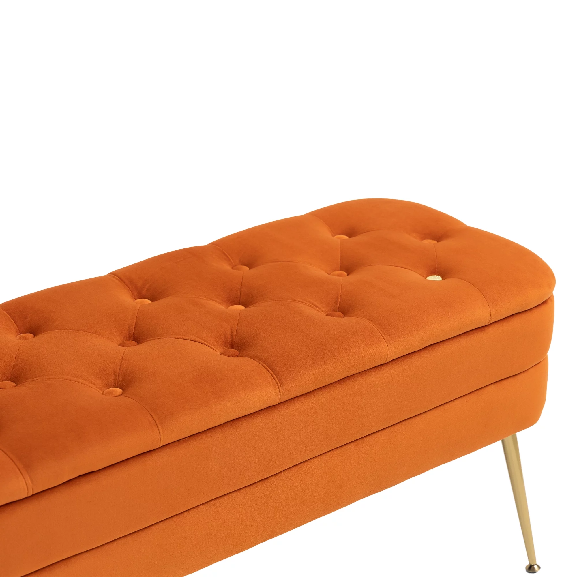 Storage Ottoman Bench Upholstered Velvet Storage Ottoman with Safety Hinge Bench with Storage Bedroom Ottoman Entryway Padded Footstool, Ottoman Bench for Living Room & Bedroom