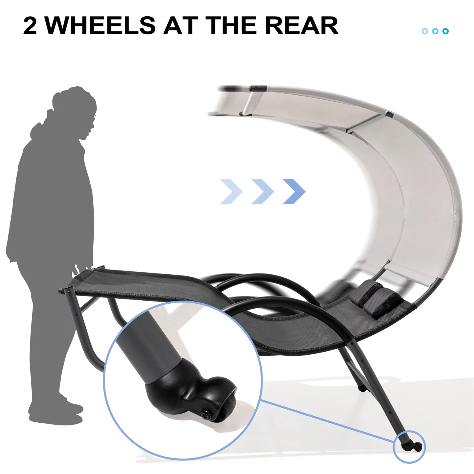 Crestlive Products Patio Steel Outdoor Double Chaise Lounger, Gray