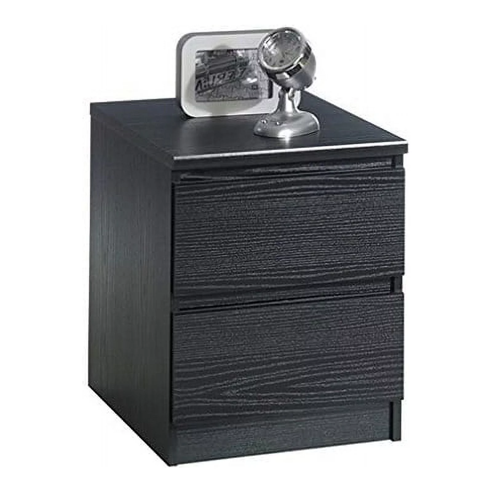 Home Square 2 Drawer Night Stands in Black Woodgrain (Set of 2)
