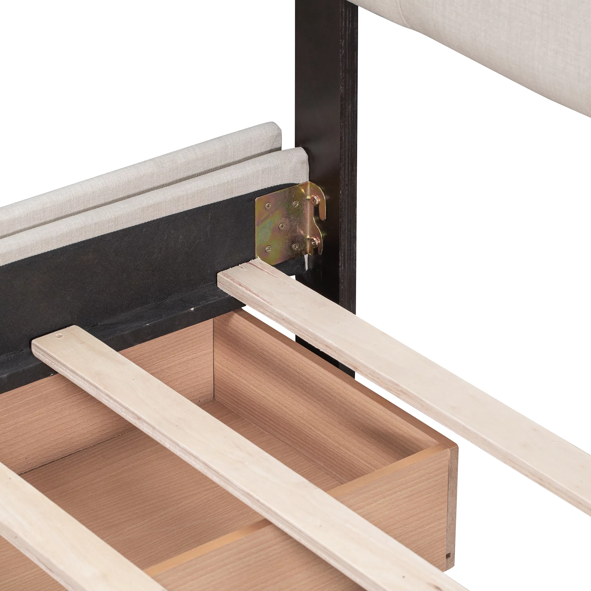 Bellemave Queen Size Upholstered Platform Bed with 4 Drawers, Storage Queen Bed Frame with Classic Headboard,Linen Fabric,Save Space Design,Beige