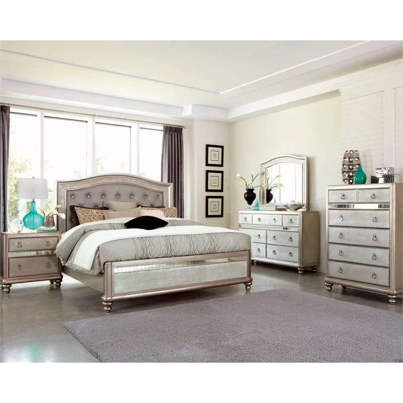 Bling Game Bedroom Set Metallic Platinum