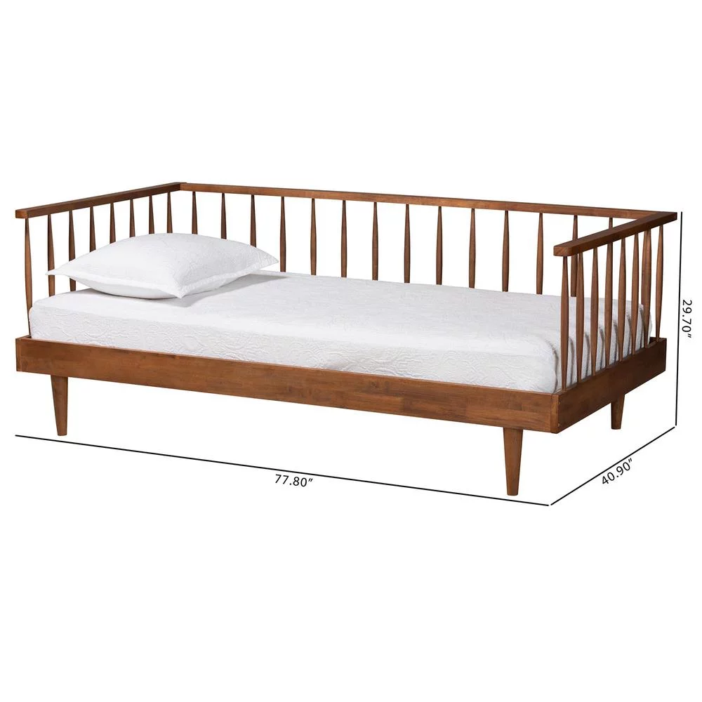 Baxton Studio Matilda Mid-Century Modern Ash Walnut Finished Wood Twin Size Daybed