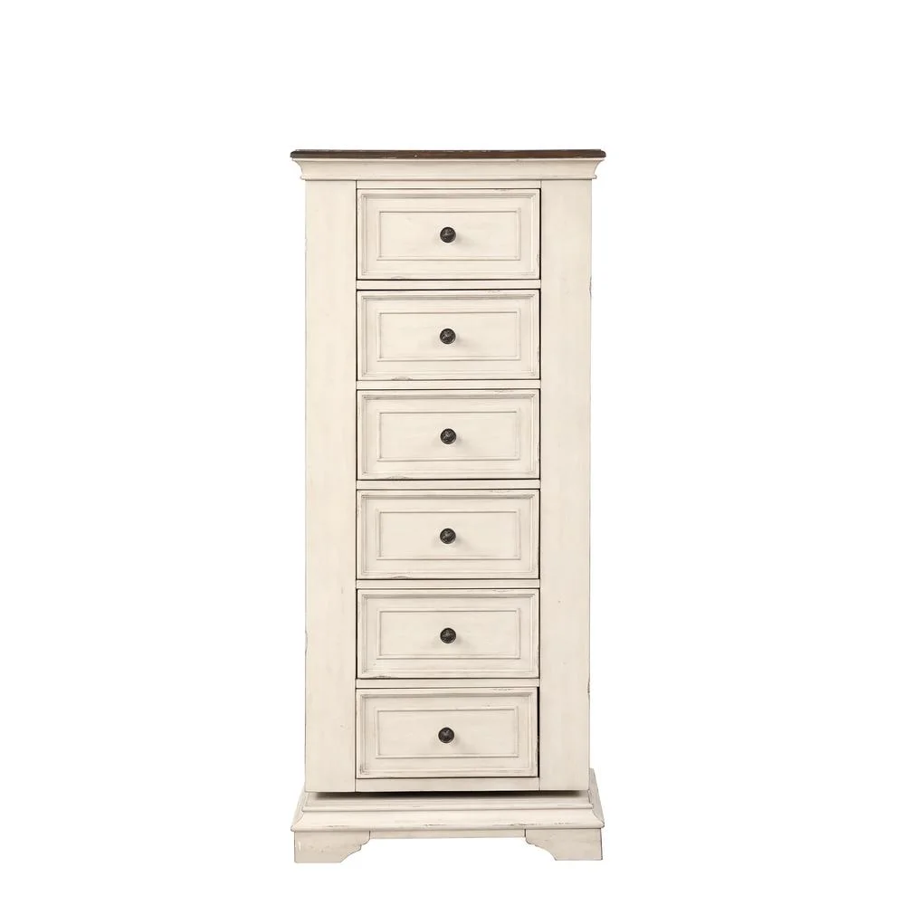New Classic Furniture Anastasia 6-Drawer Wood Chest with Mirror in White