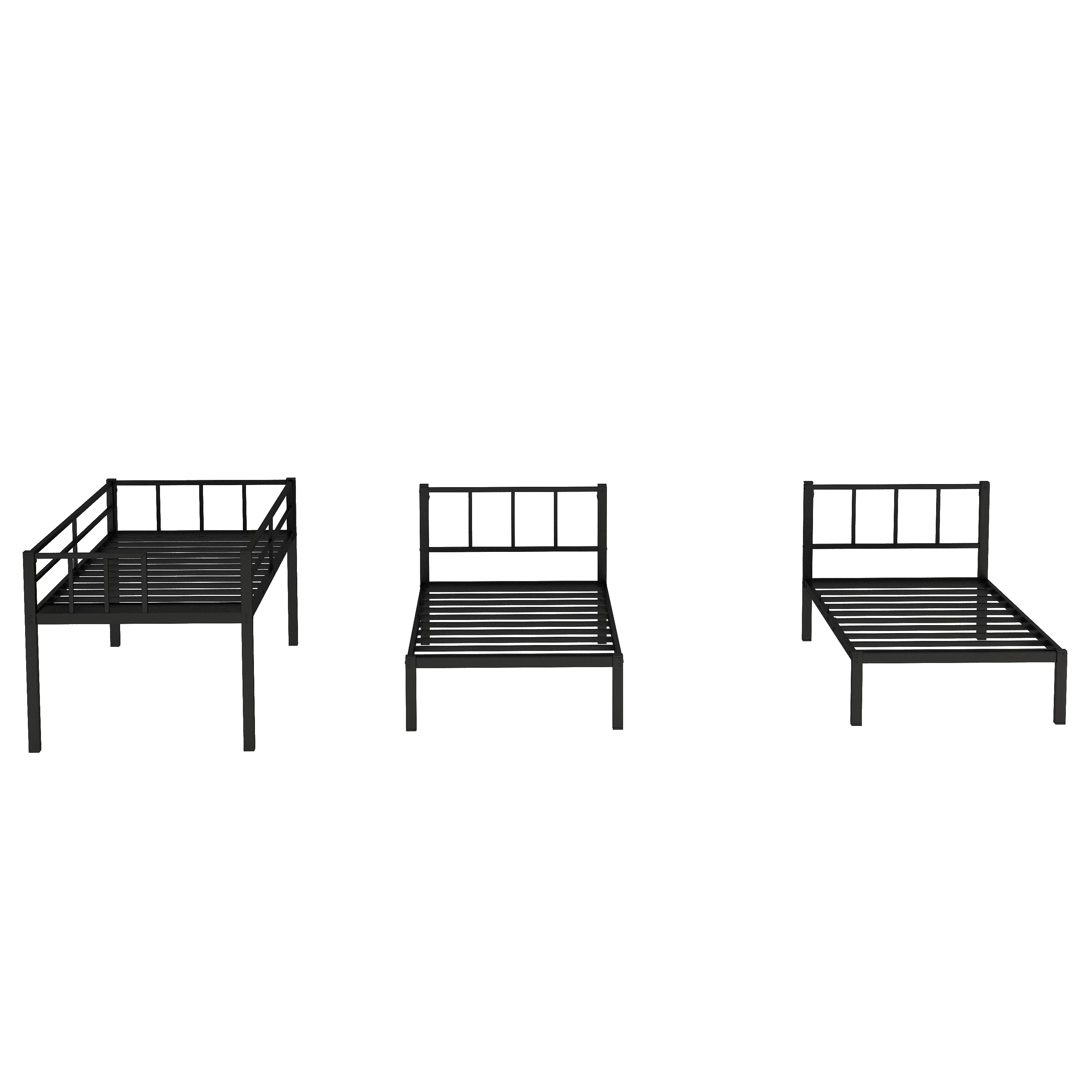 Metal Triple Bunk Bed for 3,Twin over Twin&Twin Size Bunk Bed with Built-in Shelf,Can be divided into 3 Separate Bed,Heavy-Duty Steel Bed Frame for Kids Teens Adults (Black)