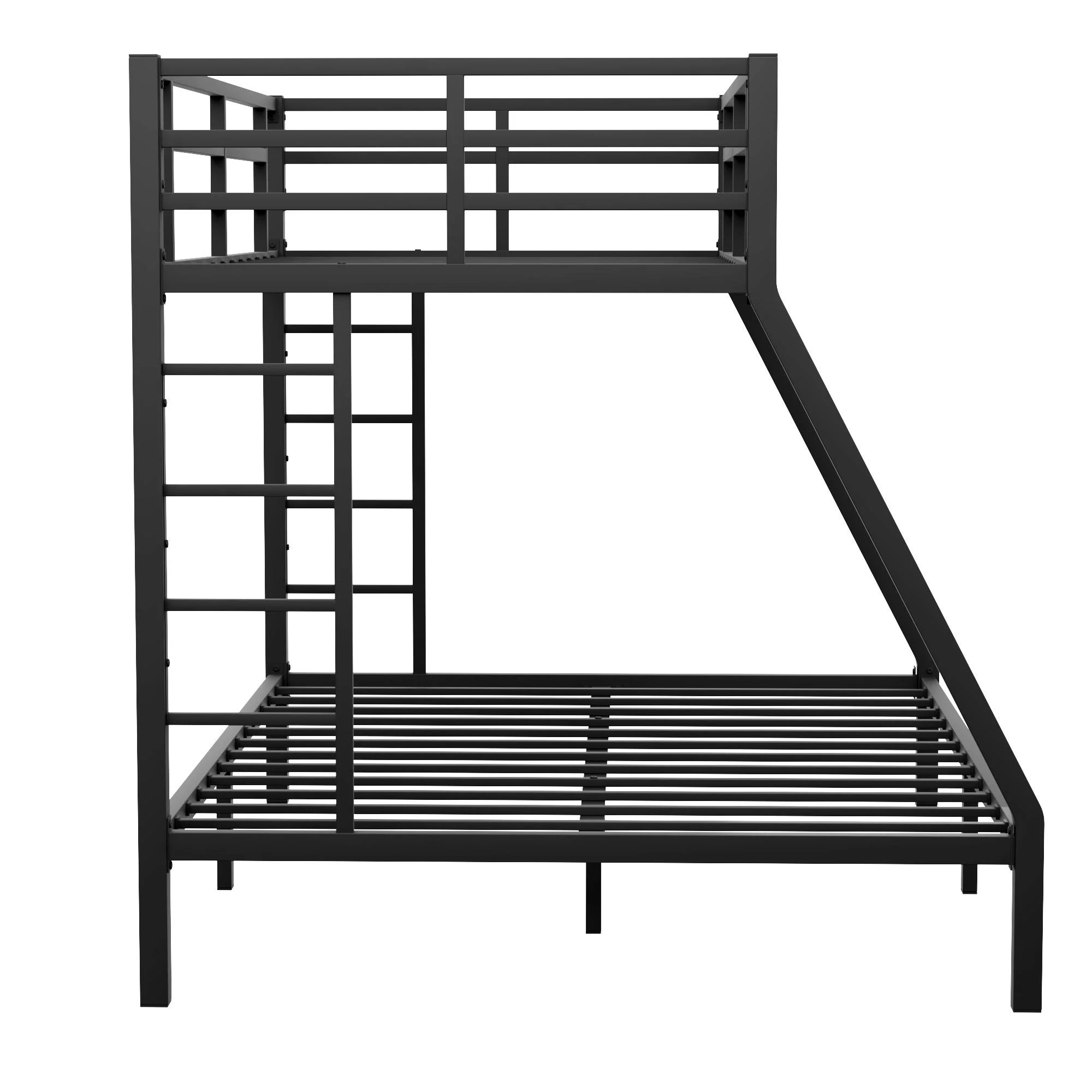 Bellemave Metal Bunk Beds Twin XL over Queen Bunk Bed for Adults, Teens, Kids Heavy Duty Bunk Bed Frame with 2 Ladder and Full-Length Guardrails, No Box Spring Needed, Black