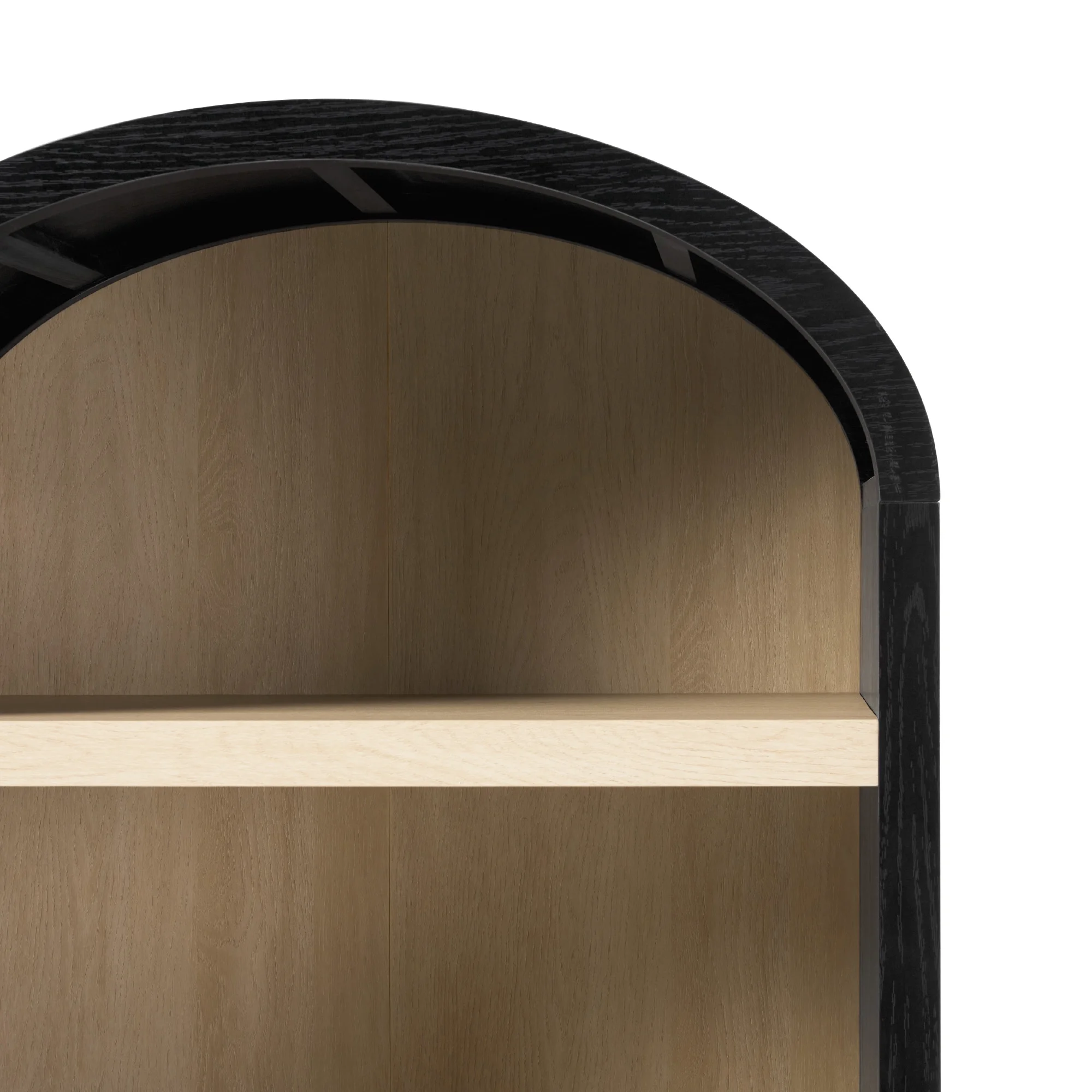 Walker Edison Modern 3 Shelf Open Arched Bookcase Cabinet, Black