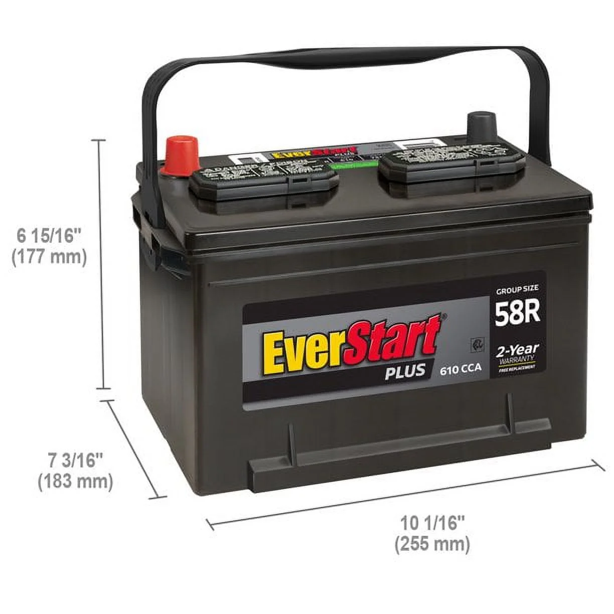 EverStart Plus Lead Acid Automotive Battery, Group Size 58R (12 Volt/610 CCA)