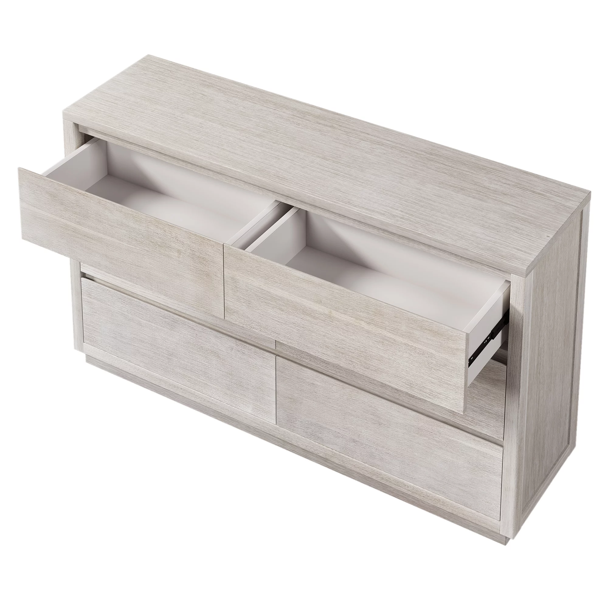 Modern Style Soild Wood 6-Drawer Dresser for Bedroom, Living Room, Stone Gray