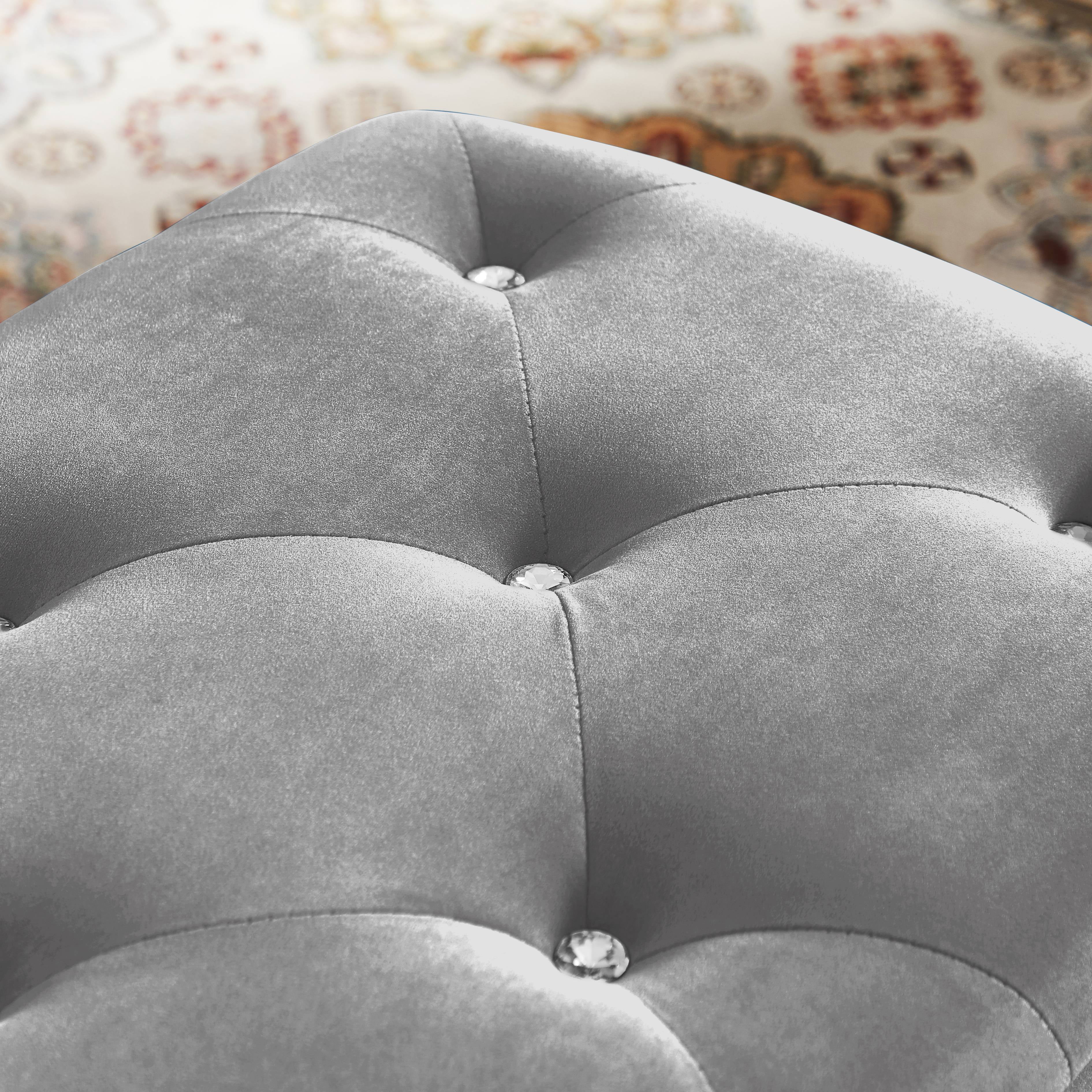 Seizeen Upholstered Storage Bench, Entryway Flip Top Bench with Safety Hinge, Storage Chest with Padded Seat, Bed End Ottoman with Storage for Bedroom, Holds up to 250lb, Silver Velvet, L0262