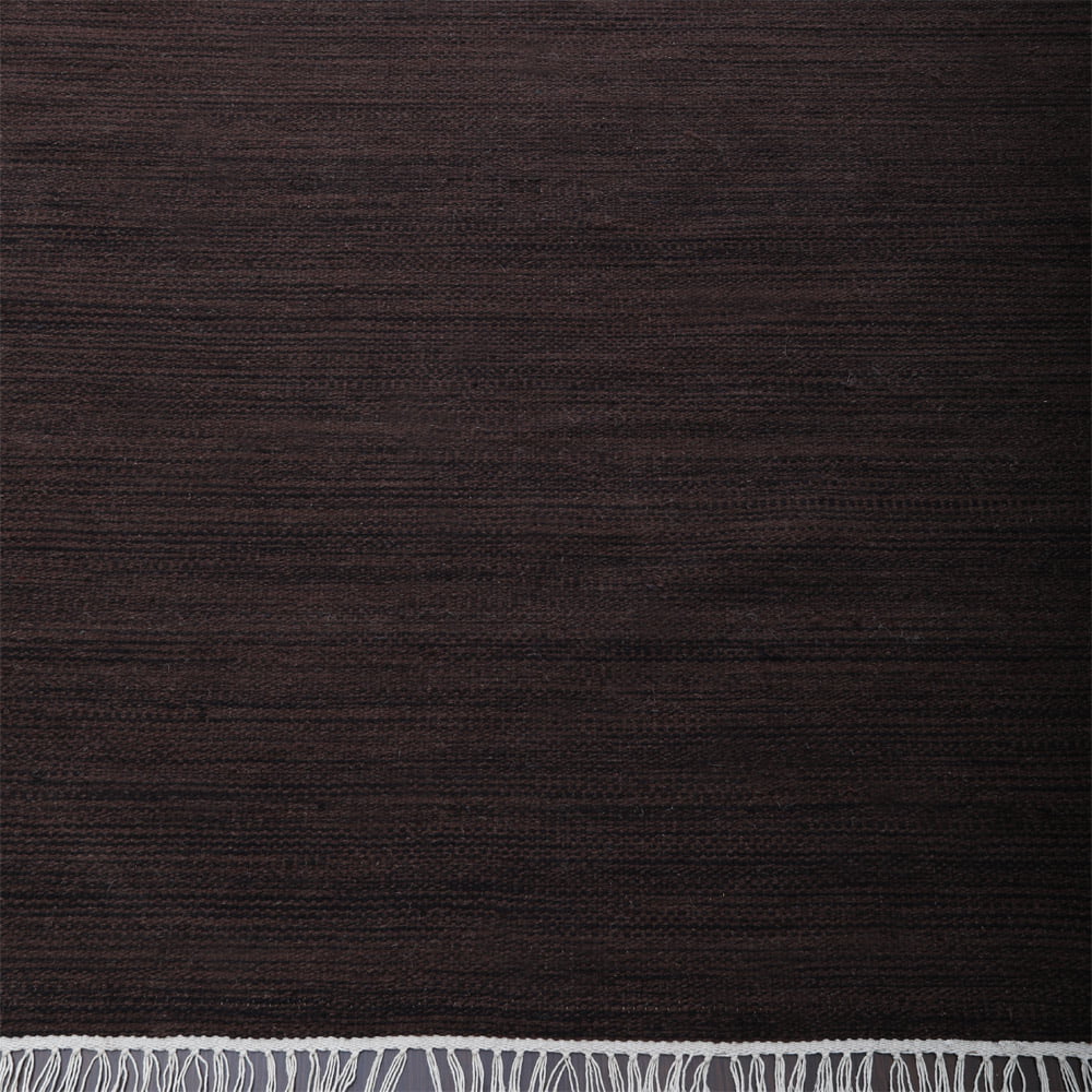 RUGSOTIC CARPETS HAND WOVEN FLAT WEAVE KILIM WOOL ECO-FRIENDLY AREA RUGS - 5'x8', Rectangle, Dark Brown , Plain Solid Design, Low Pile Handmade Area Rugs for Living Room, Bed Room (D00111)