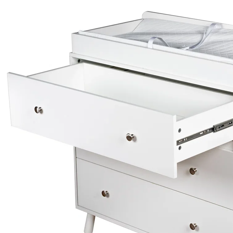 3 Drawer Changing Table and Storage Dresser with Open storage compartment and Removable Pad, Baby Changing Table for Kids rooms,White
