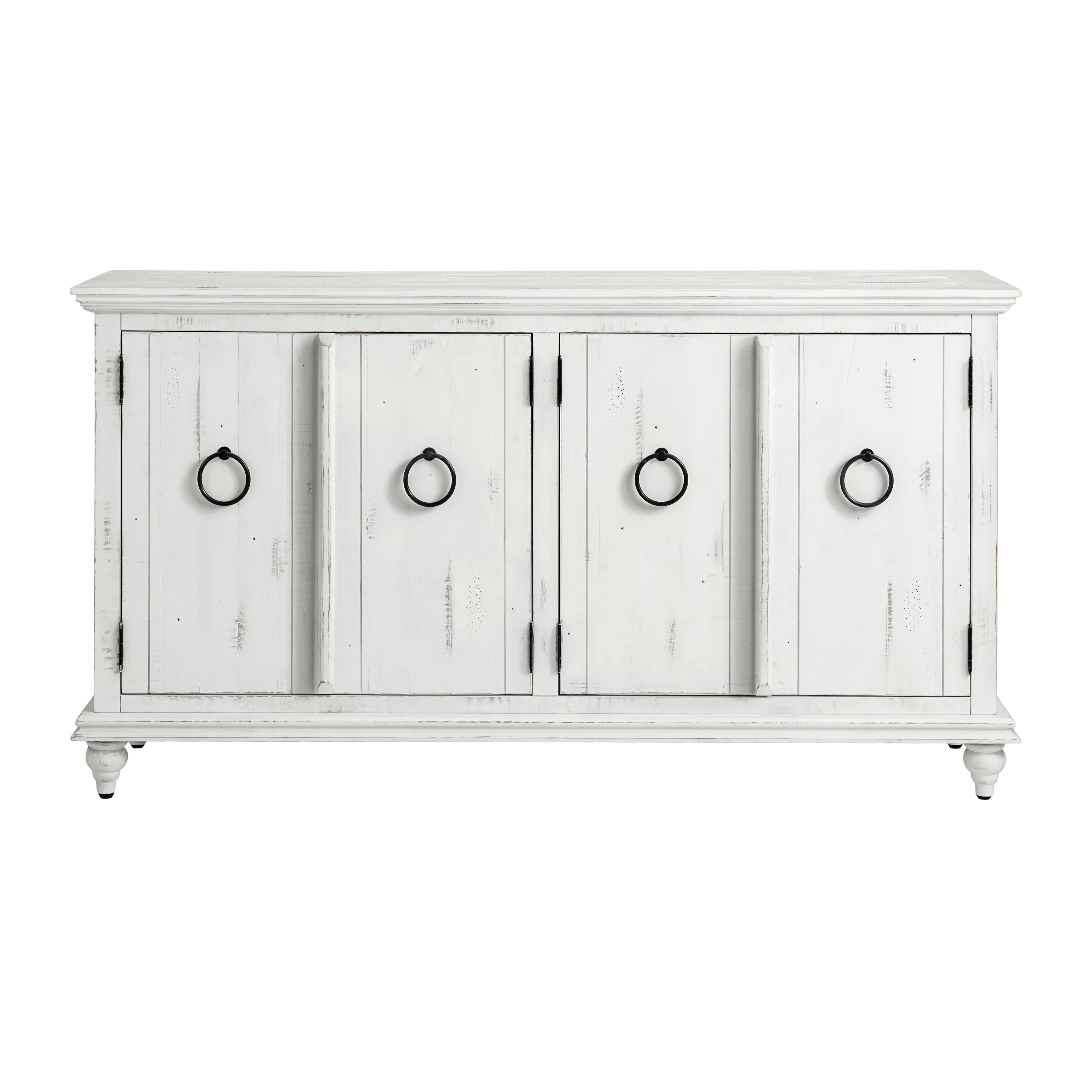 Central Park 65-inch Solid Wood 4-door TV Stand Console - 35 inches high x 65 inches wide x 18 inches deep Rustic-White