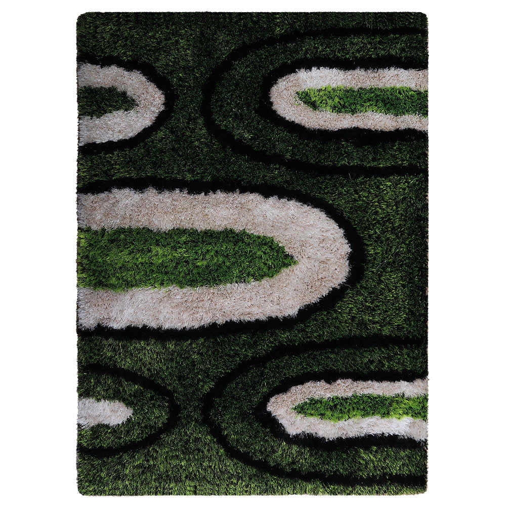 RUGSOTIC CARPETS HAND TUFTED SHAG POLYESTER ECO-FRIENDLY AREA RUGS - 5'x8', Rectangle, Green Beige, Plain Solid Design, High Pile Thick Handmade Anti Skid Area Rugs for Living Room, Bed Room K00111