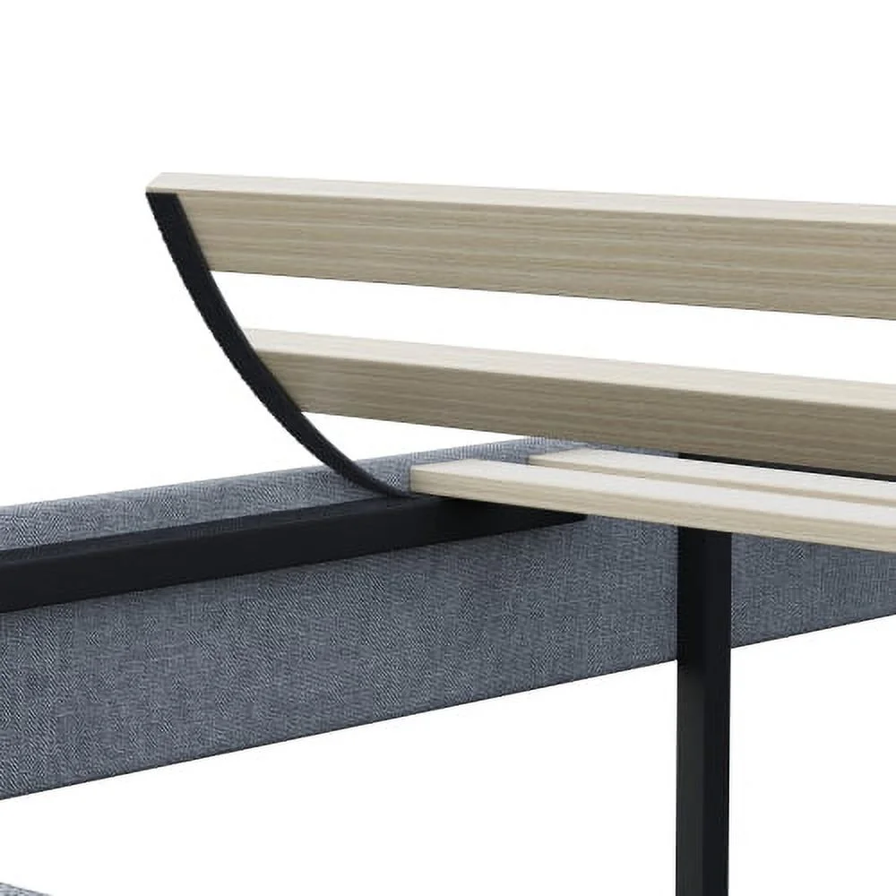 Light Grey Bed Frame With Adjustable Border Headboard Queen Size