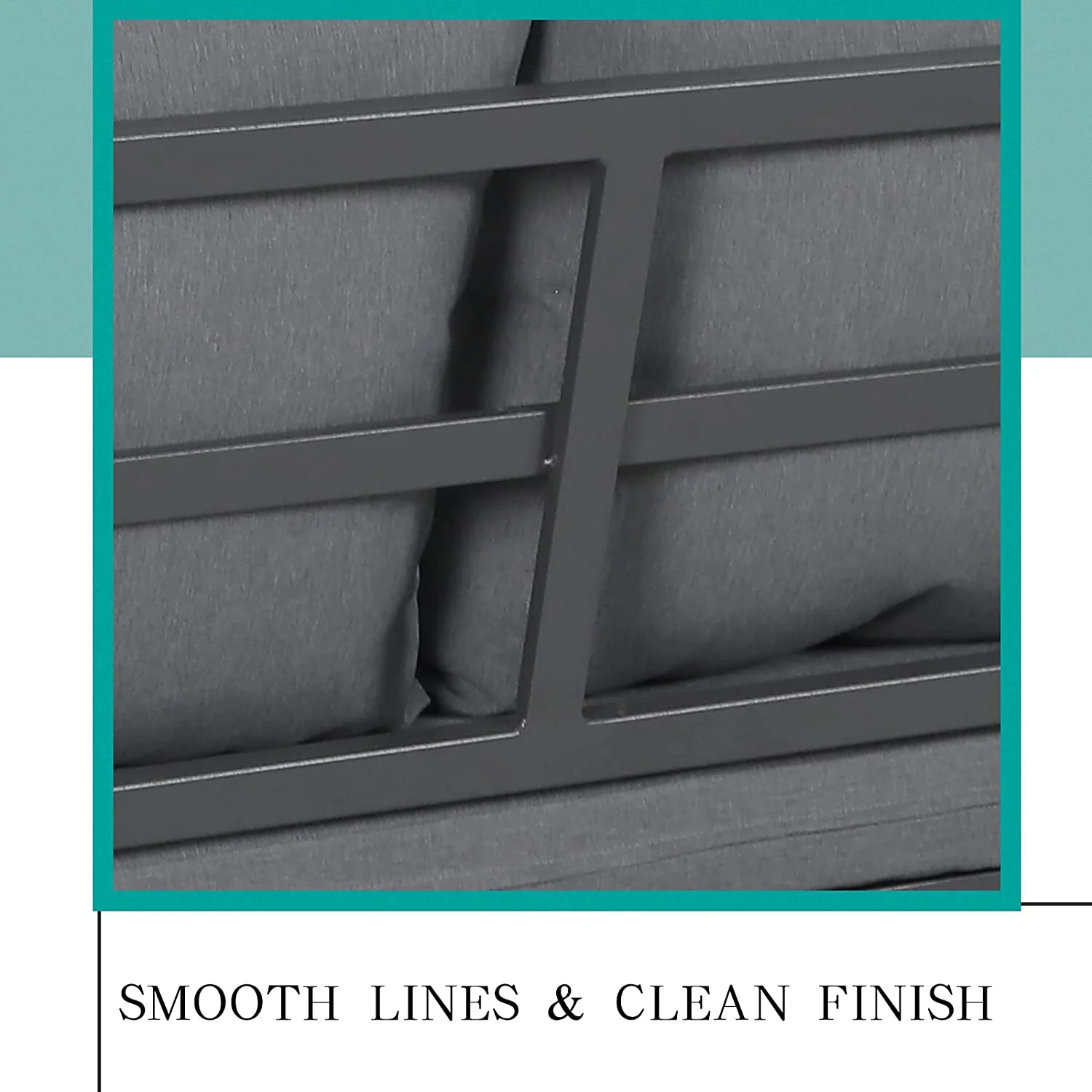 Jardin Outdoor Aluminum Patio Furniture Set  5 Piece Patio Conversation Set with Removable Cushions  Modern Outdoor Sectional Sofa with Glass Coffee Table  Dark Grey Finish & Grey Cus