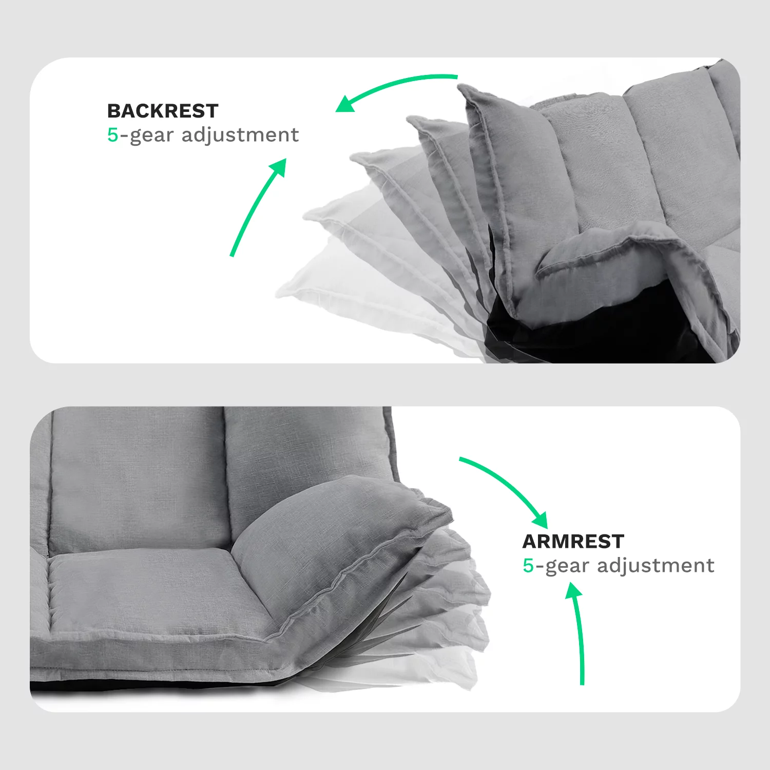 Lazy Sofa Futons Sets Folding Sofa Bed Adjustable Sofa TV Floor Couch | Dark Grey