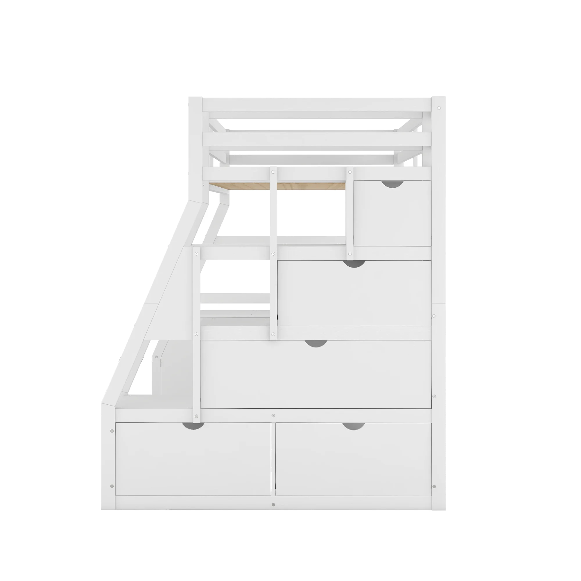 Twin Size Loft Bed Frame with 7 Drawers 2 Shelves and Desk, Health and Comfort Storage Shelves and Writing Desk, Wooden Loft Beds with Stairway, High Loft Bed for Kids Boys (White,Twin)