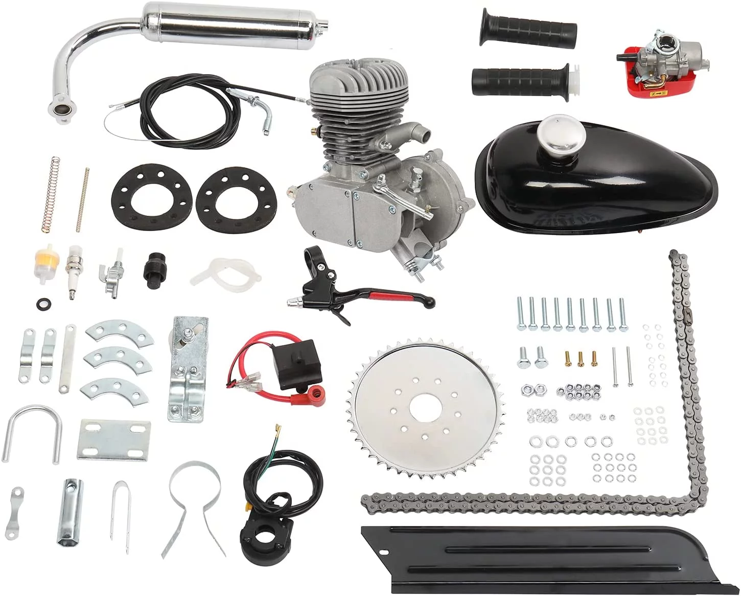 PEXMOR 100cc Bicycle Motor Engine Kit, 2-Stroke Petrol Gas Motor Motorized Bike Kit, Gas Bike Conversion Refit Set Super Fuel-efficient for 26