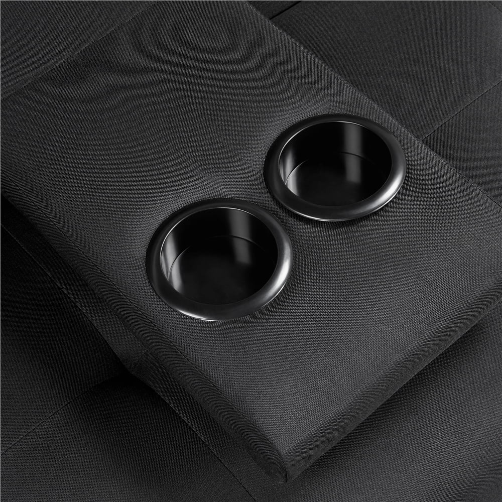 Topeakmart Convertible Futon Sofa Bed Tufted Fabric Futon Couch Bed with 2 Cup Holders, Black