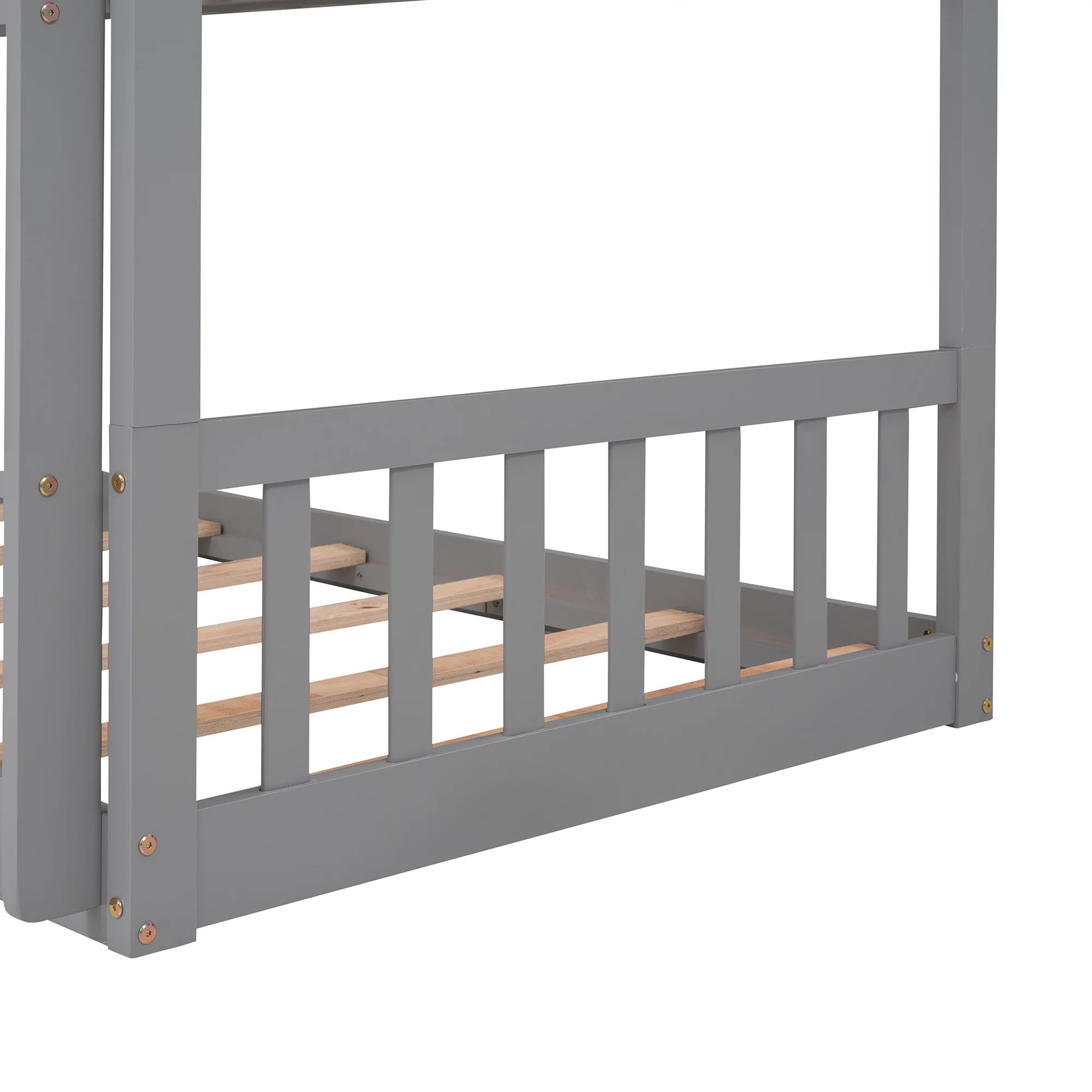 Bellemave Triple Bunk Bed with Slide, Wood Twin over Twin over Twin 3 Bunk Bed with 2 Built-In Ladders, Convertible Triple Beds for Kids, Teens, Boys & Girls (Gray)