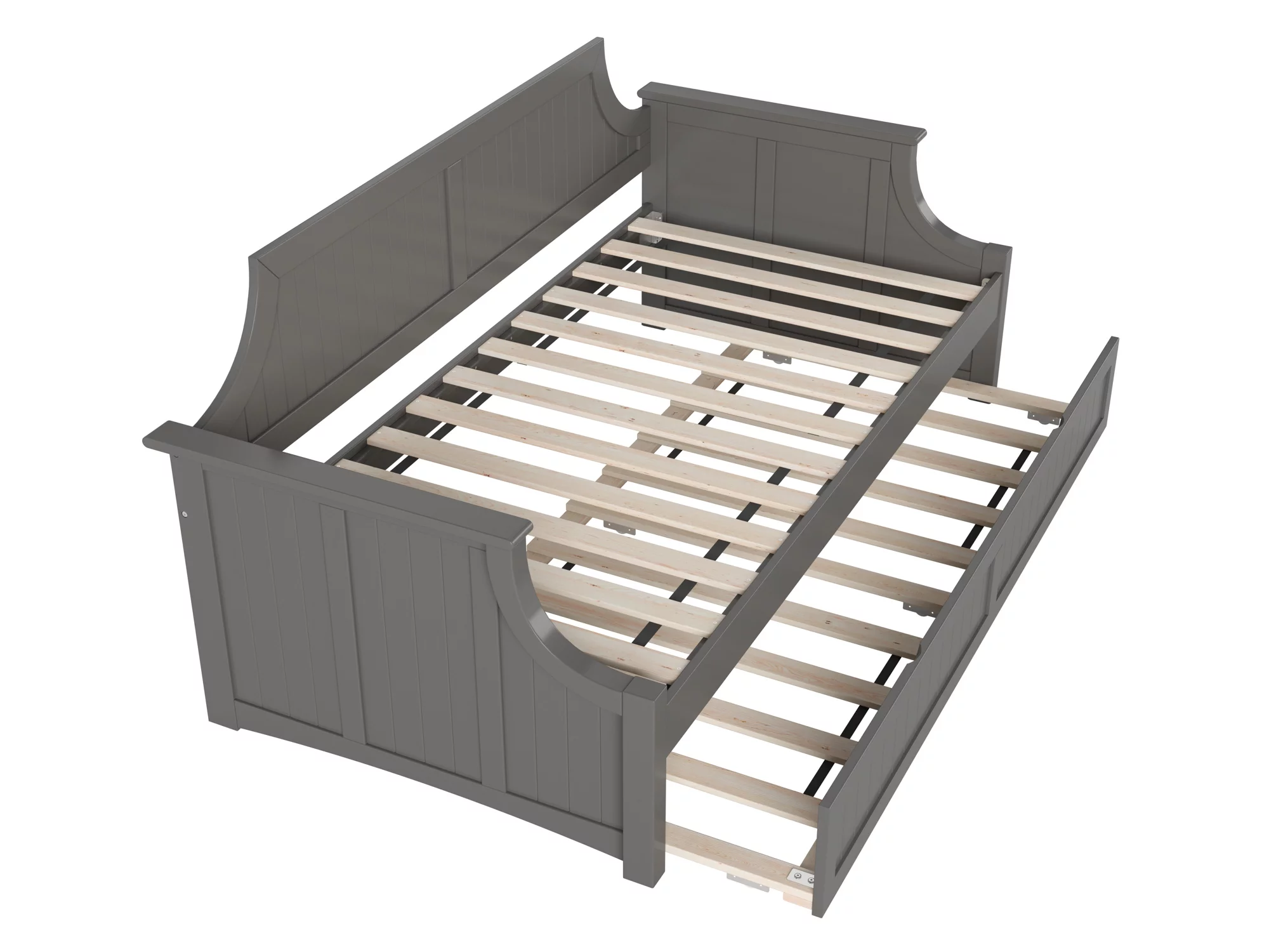 AFI Twin Daybed with Twin Trundle Roll Out Guest Bed in Solid Wood Cambridge Design, Grey