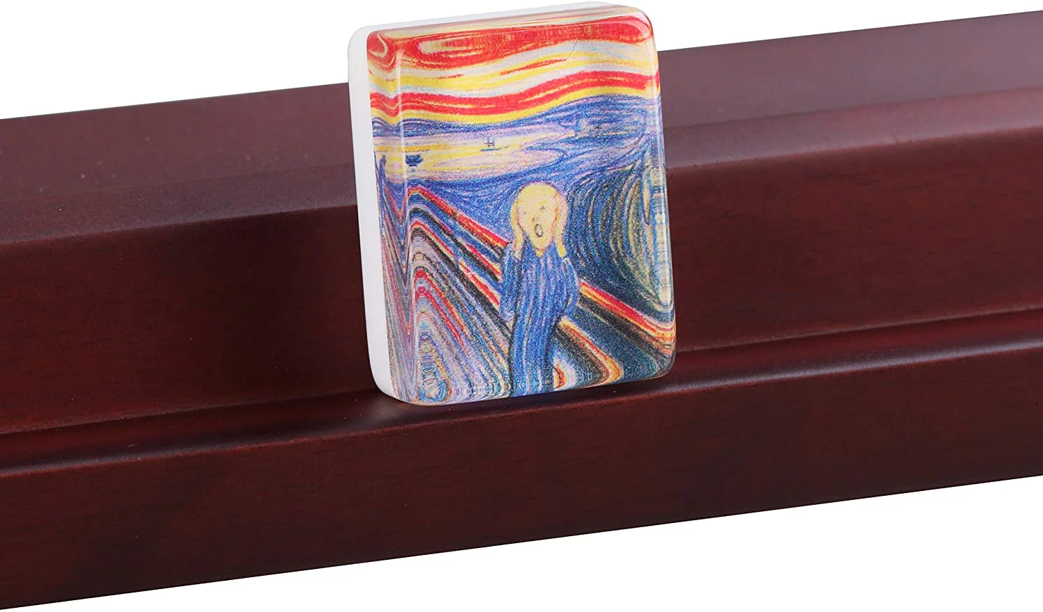 166 American Mahjong High-End Mahjong Suitcase Limited Edition Embedded Masterpiece Background 4 Wooden Pushers + Racks 166 Numbered Tiles Complete American Mahjong Set in Leather Suitcase Van Gogh