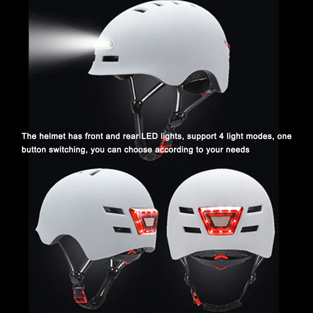Cycling Helmet Breathable & Comfortable Safety Helmet with Front & Rear Light 4 Light Modes for Men Women Bike E-Bike Electric Scooter