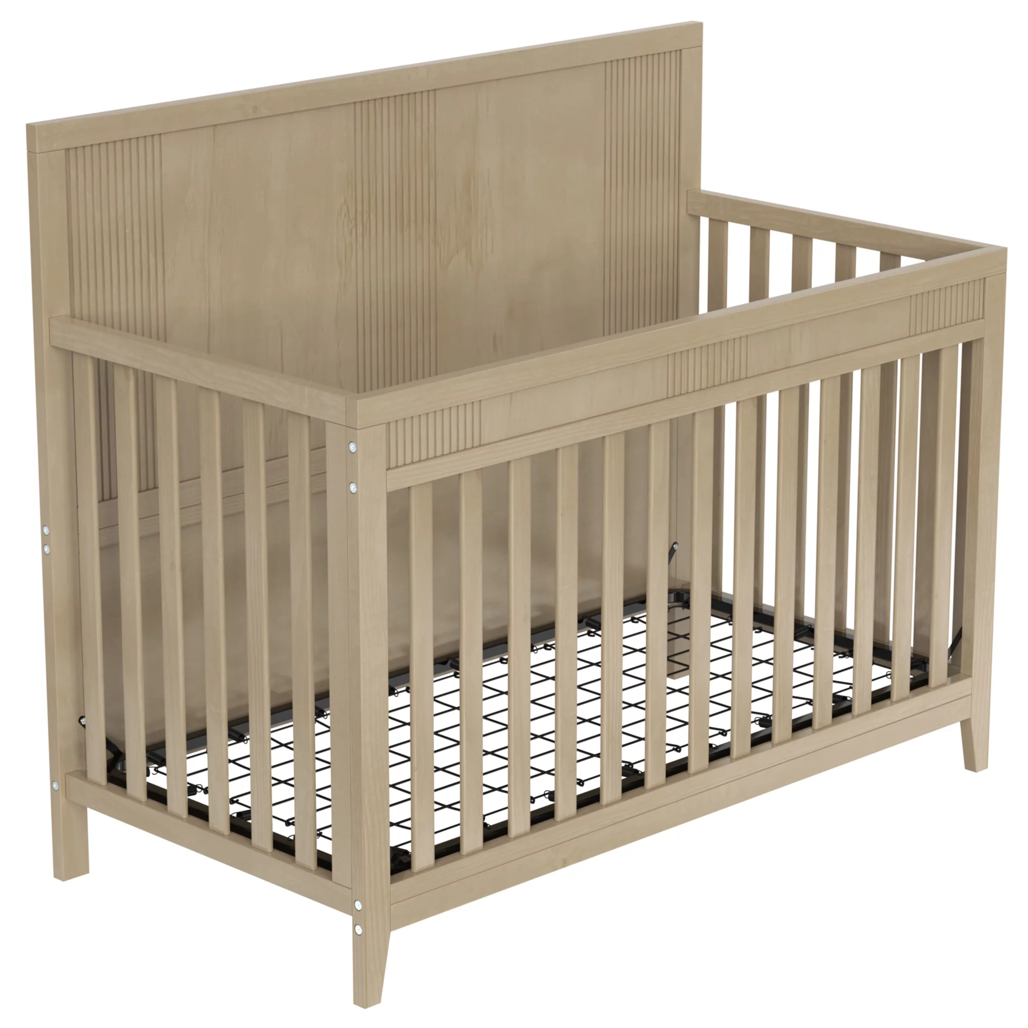 HSUNNS 4-in-1 Convertible Crib, Rustic Farmhouse Style, Certified Baby Safe Crib, Converts from Baby Crib to Toddler Bed, Daybed, and Full-Size Bed, 3 Adjustable Mattress Heights, Natural Wood