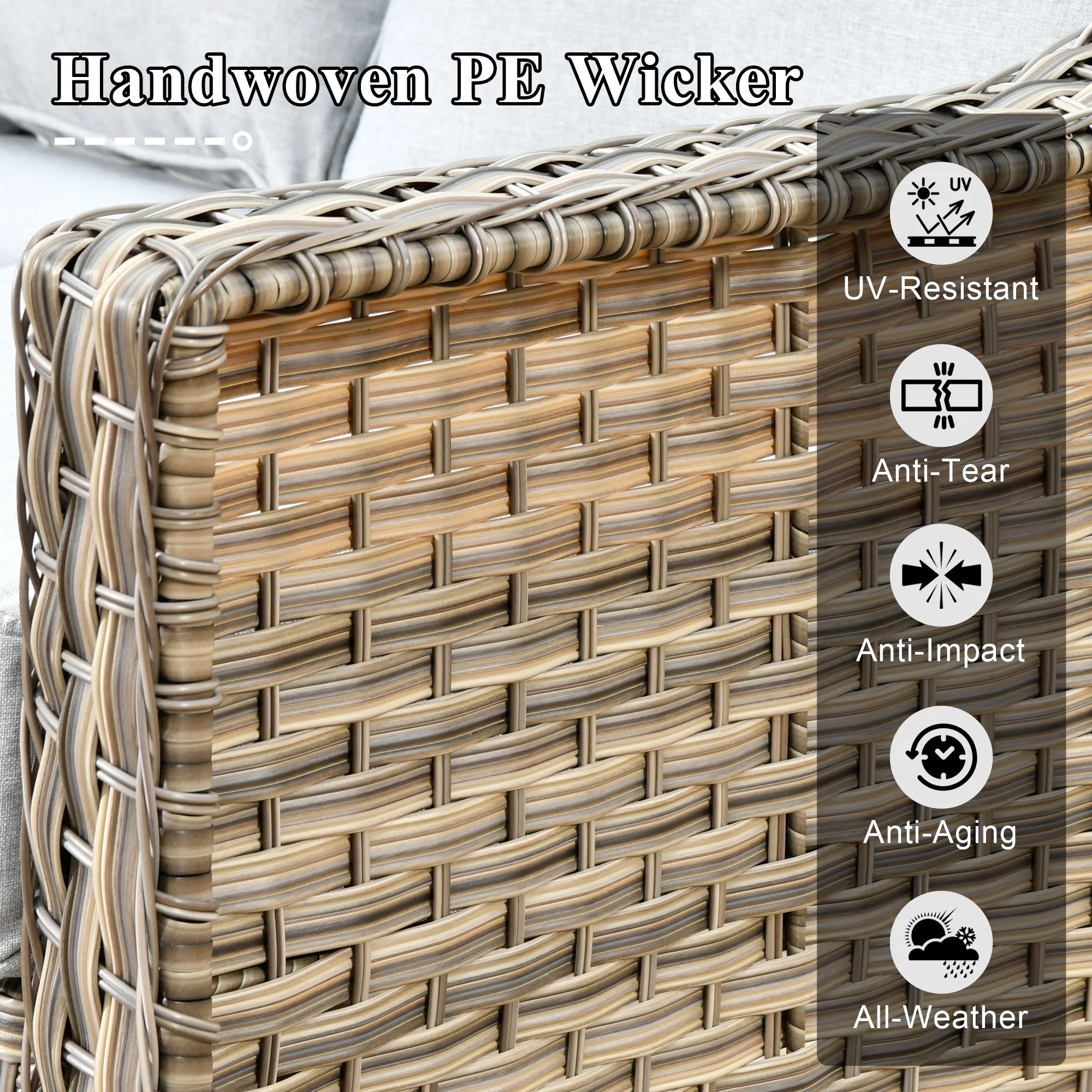 Vcatnet 5 Pieces Outdoor Patio Furniture All Weather Wicker High-Back Conversation Set with Rocking Swivel Chairs and Solar Lamp Coffee Table,Gray