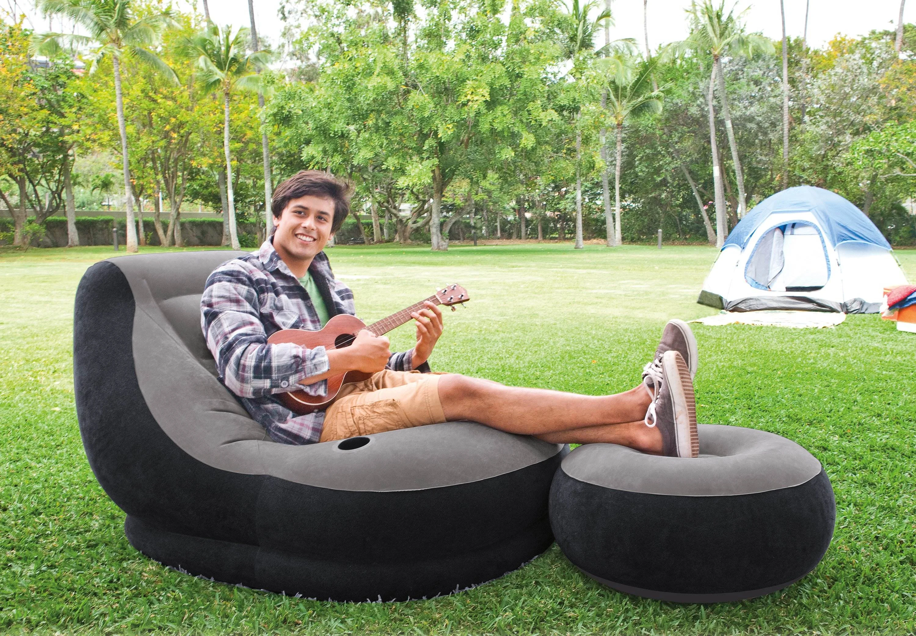 Intex Inflatable Corner Sectional Sofa & Ultra Lounge Chair and Ottoman Set