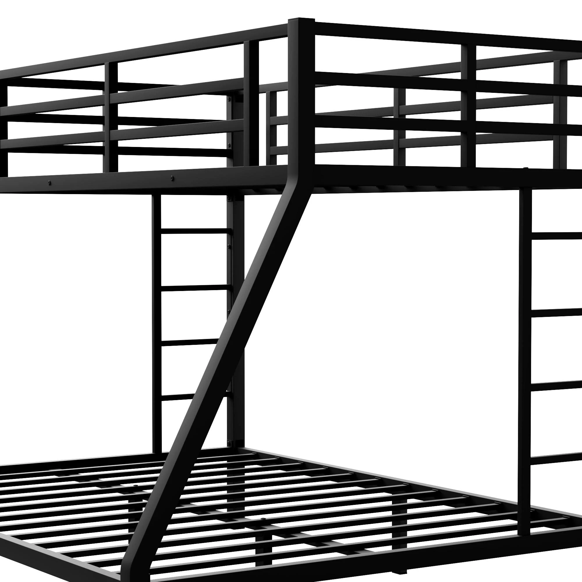Bellemave Metal Bunk Beds Twin XL over Queen Bunk Bed for Adults, Teens, Kids Heavy Duty Bunk Bed Frame with 2 Ladder and Full-Length Guardrails, No Box Spring Needed, Black