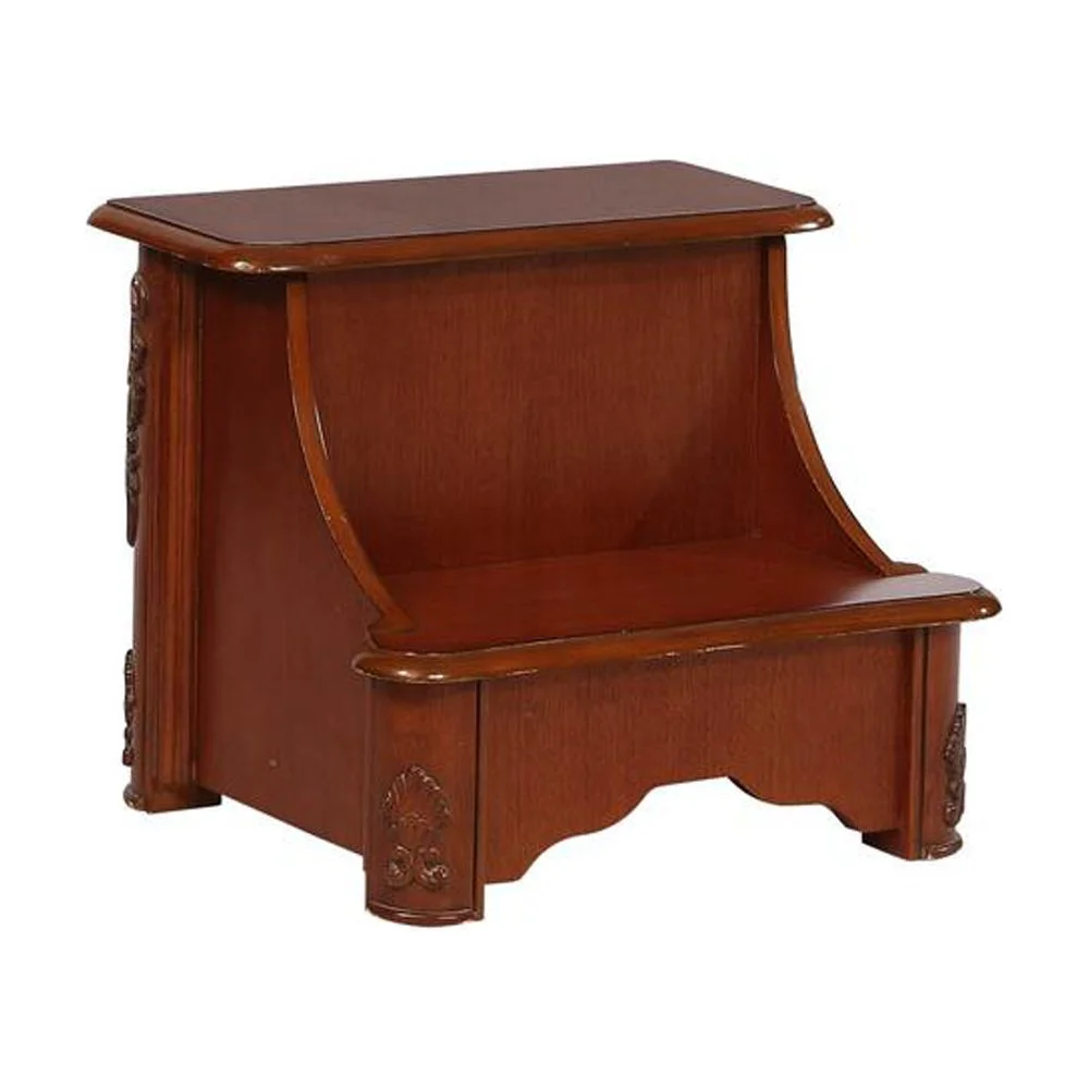 Linon Woodbury Wood Bed Steps with Storage in Brown