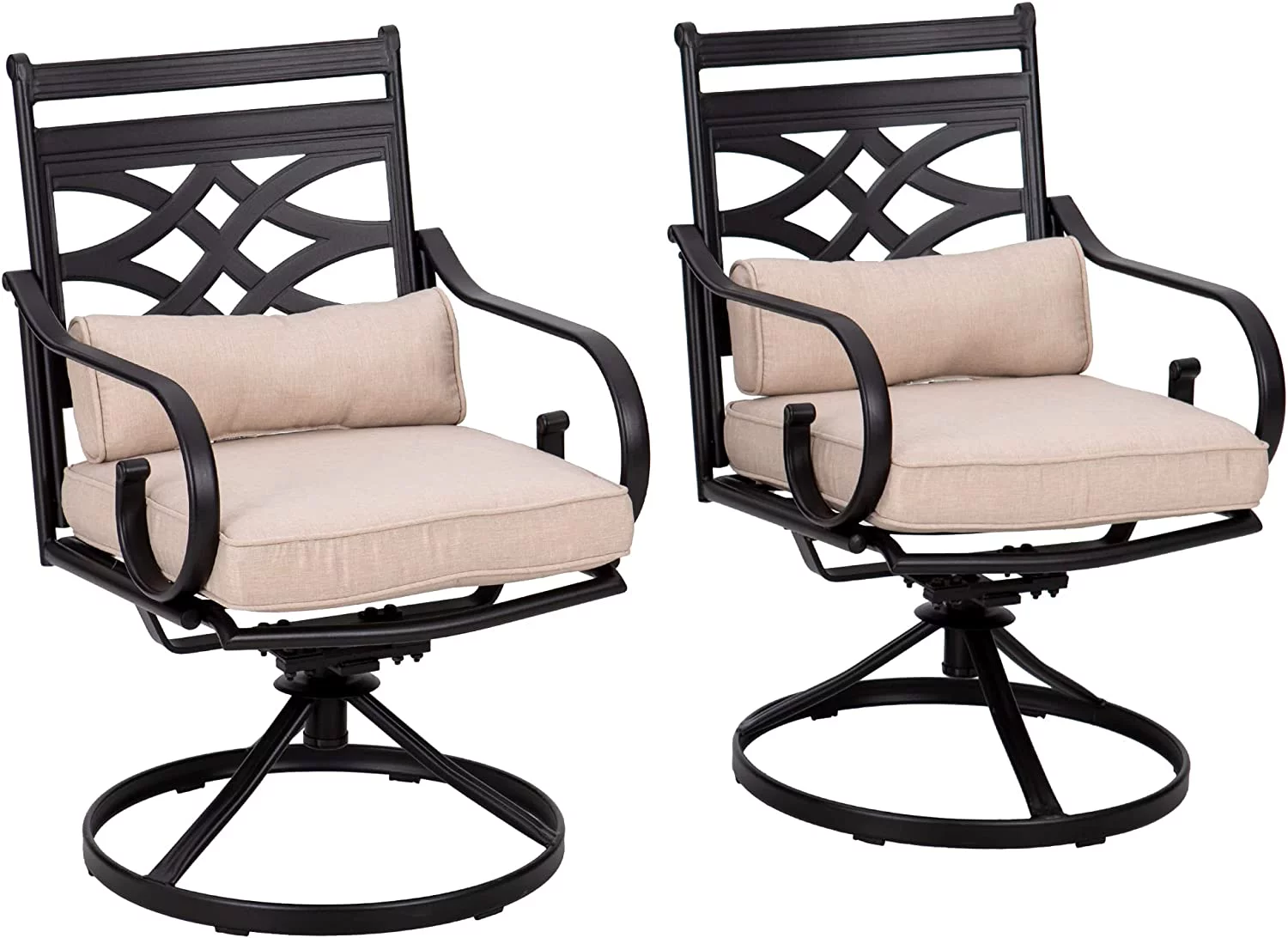 7 Pieces Heavy Duty Metal Patio Dining Sets with 6 Swivel Chairs (Cushion Included) and 1 Rectangular Metal Table with Umbrella Hole  Outdoor Furniture for 6