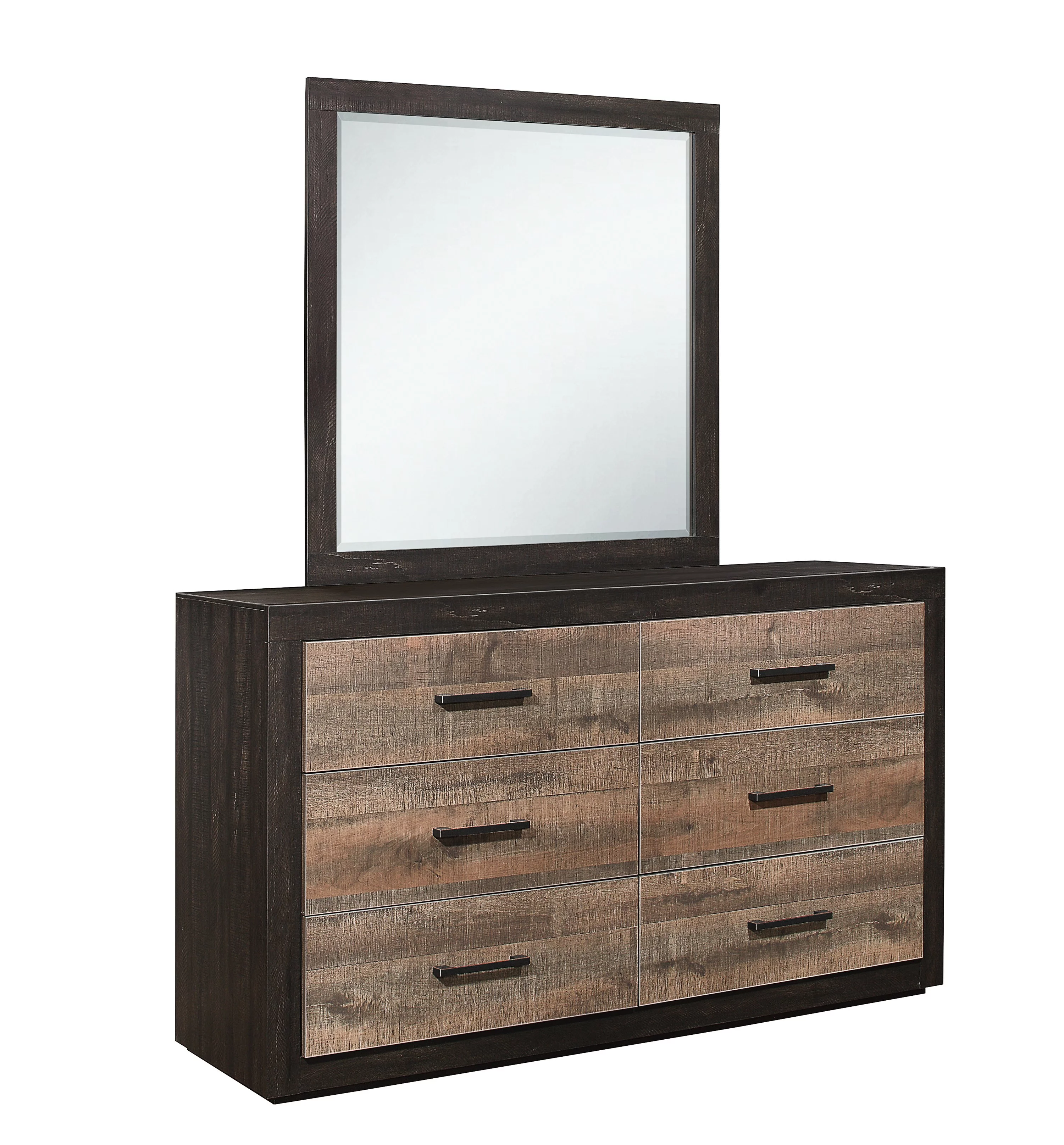 4pc Bedroom set Two-Tone Contrasted Finish Contemporary Style Queen Size Bed Footboard Storage