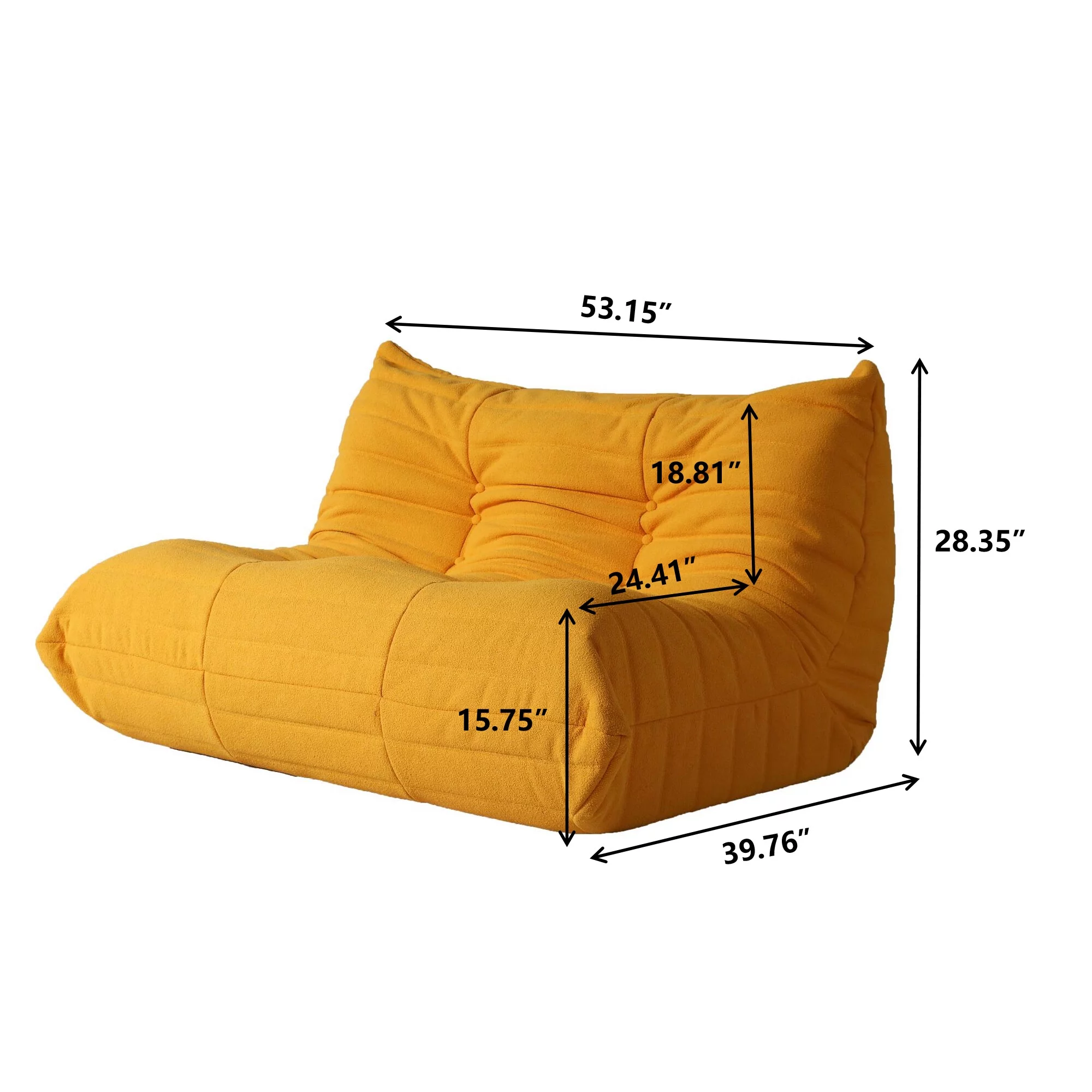 Magic Home Modern Sectional Sofa Togo Sofa Lazy Sofa Floor Sofa Foam Sofa Teddy Velvet Couch for Living Room and Apartment,6 Seat Sofa and Ottoman,Yellow