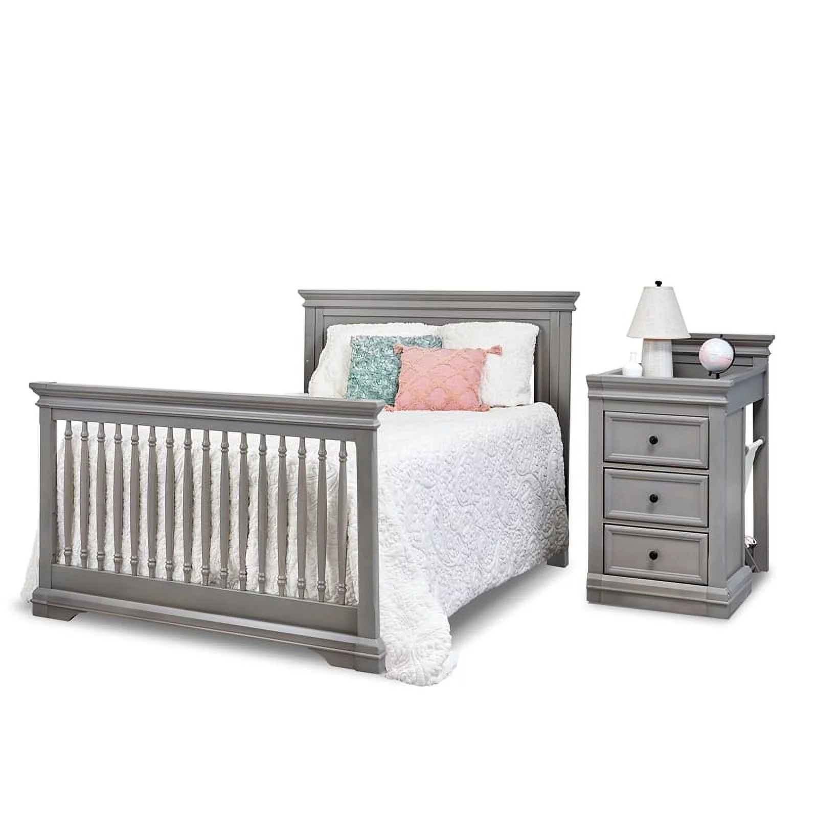 Sorelle Portofino Traditional Wood Crib & Changer in Weathered Gray
