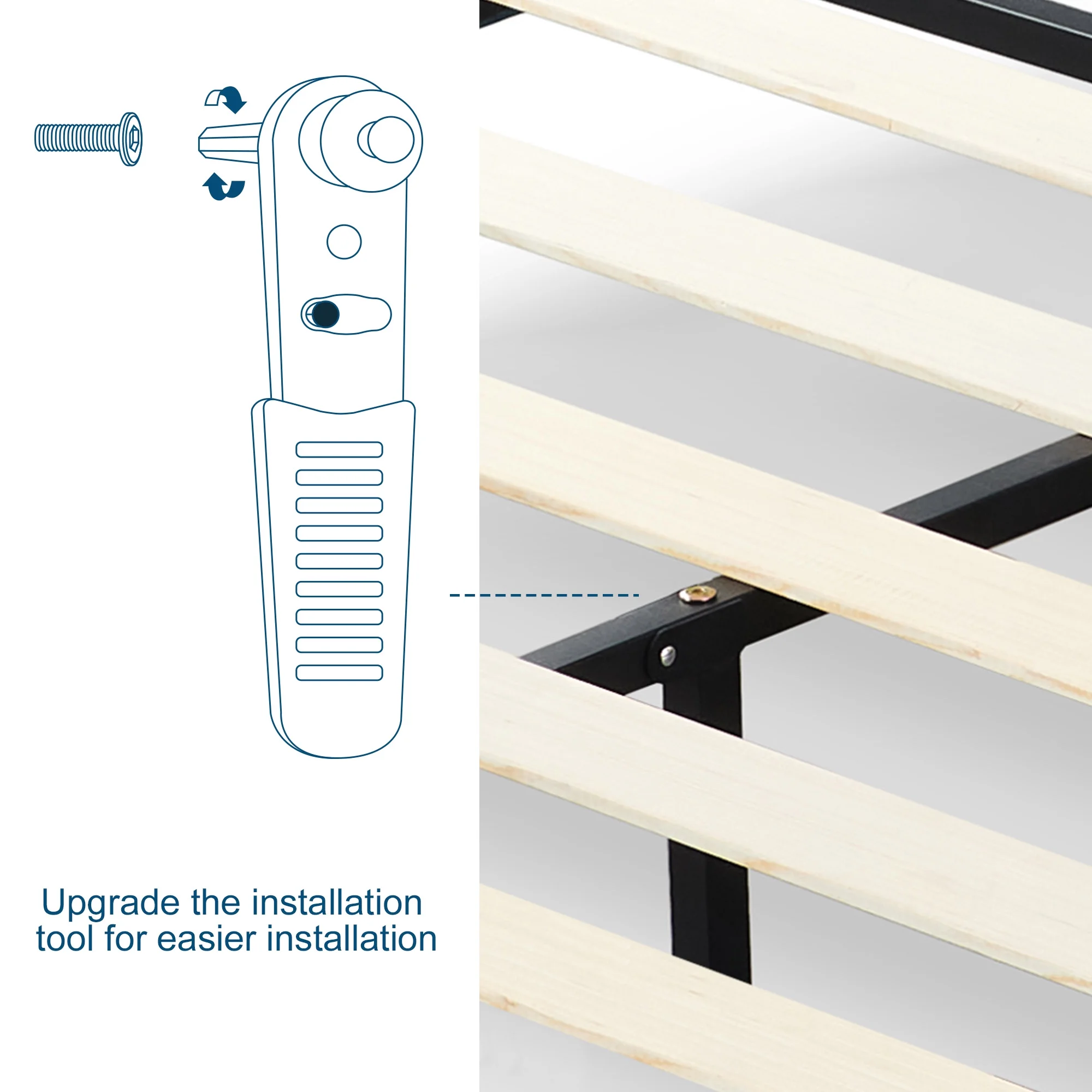 Queen Bed Frame, HAIIDE Queen Size Platform Bed With Fabric Upholstered Headboard, Dark Grey