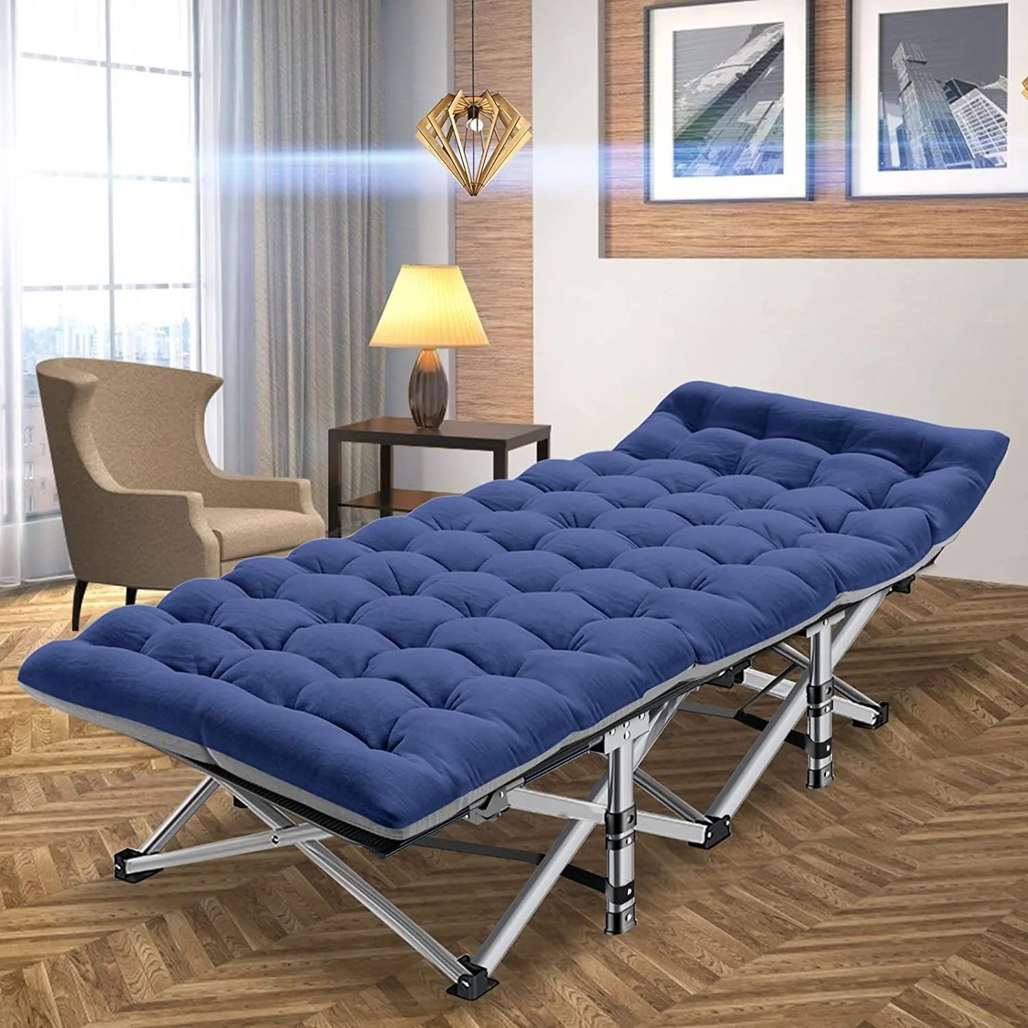 ABORON Oversized XL Folding Sleeping Cots for Adults, 900lb Loading Double-Layer 1200D, Heavy Duty Guest Bed W/Mattress & Carrying Bag