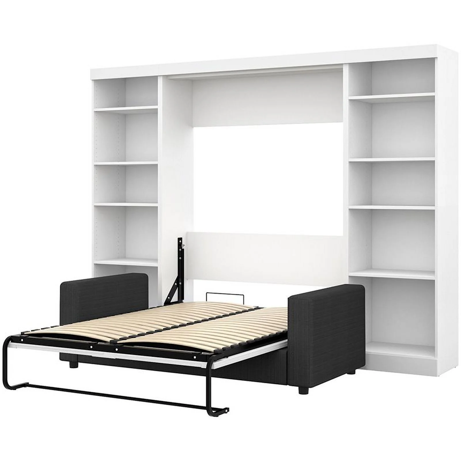 Atlin Designs 4 Piece Full Wall Bed Set in White and Gray