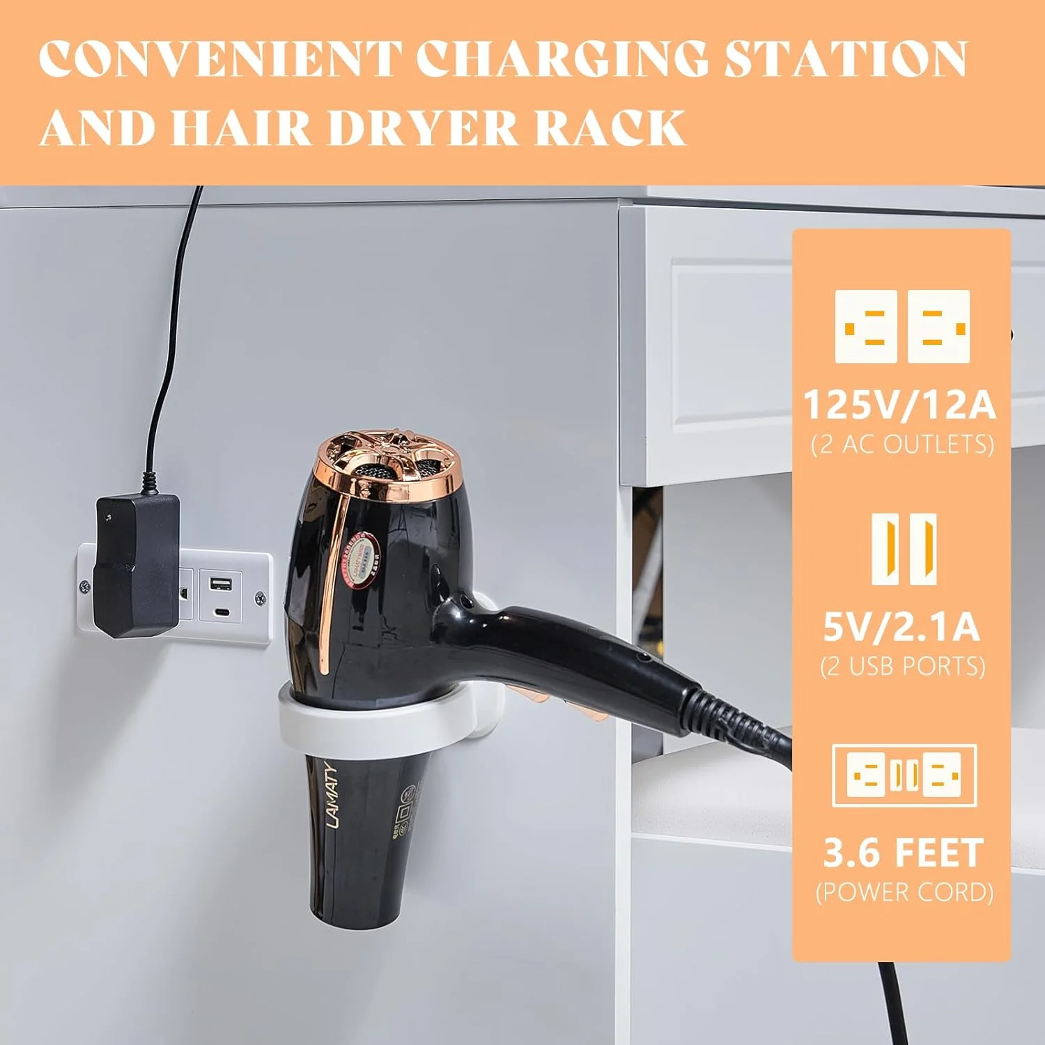 AMERLIFE Makeup Vanity Table Set with Sliding & LED Lighted Mirror, 45